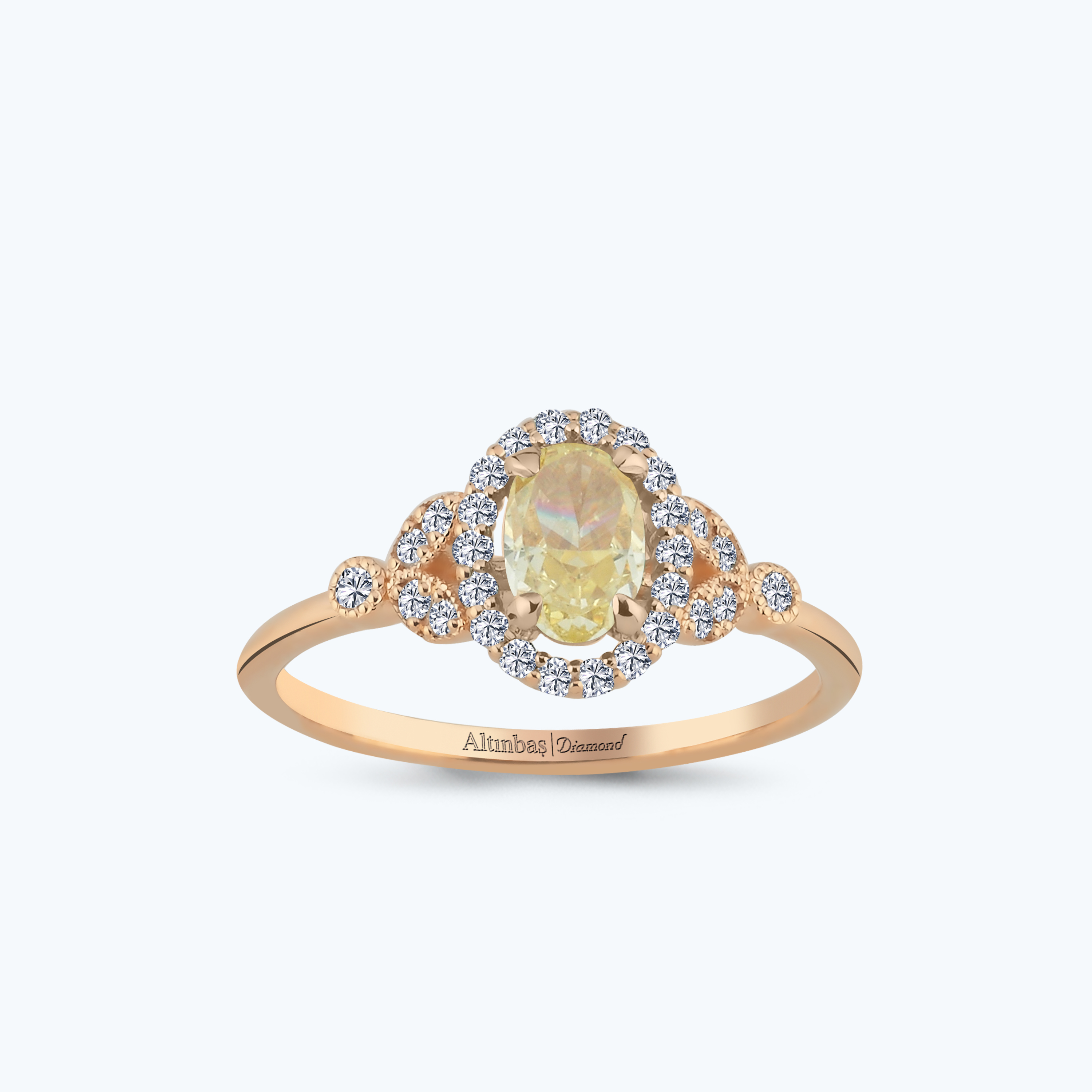 0.18 Karat Pırlanta Vintage Oval Yüzük