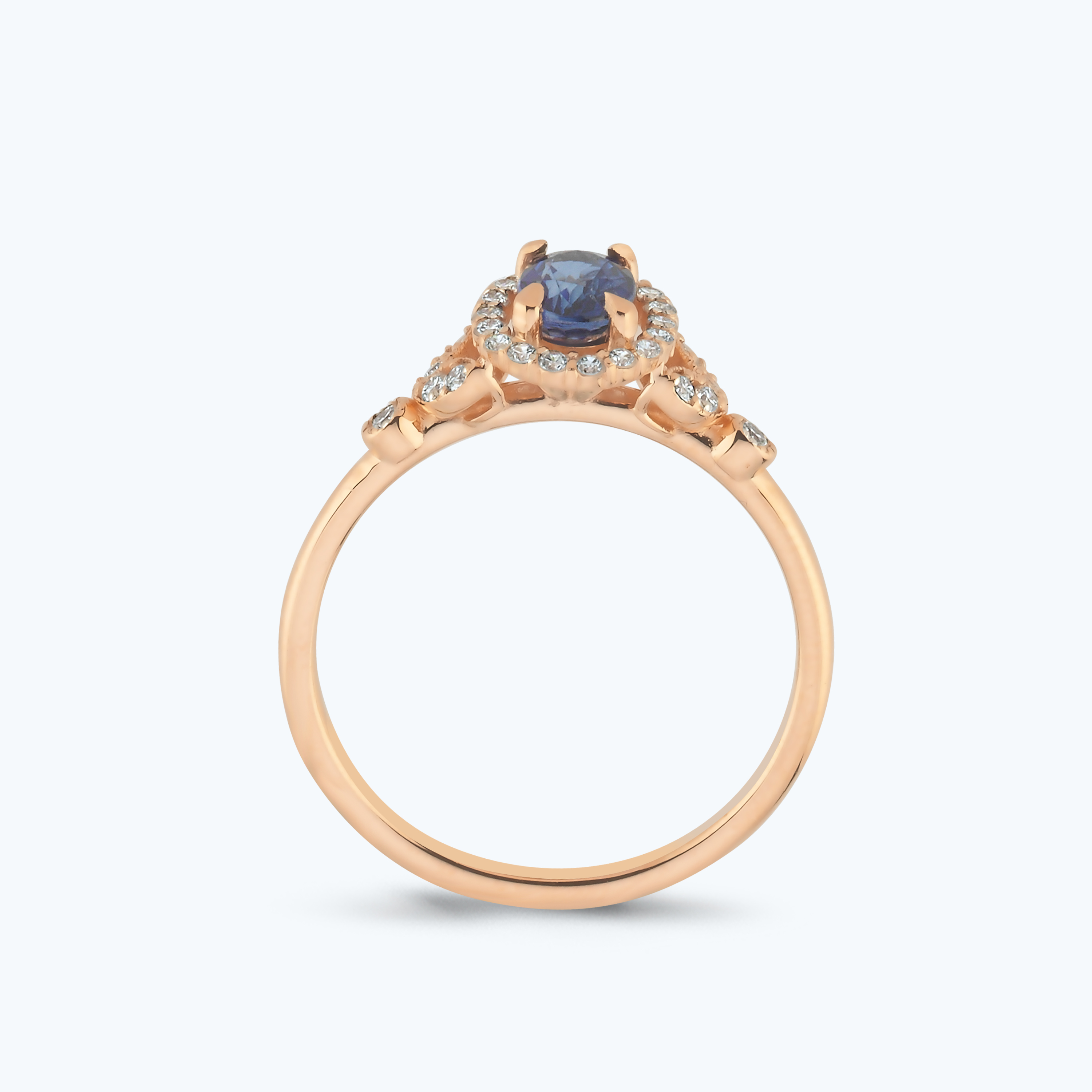 0.20 Karat Pırlanta Safir Oval Yüzük