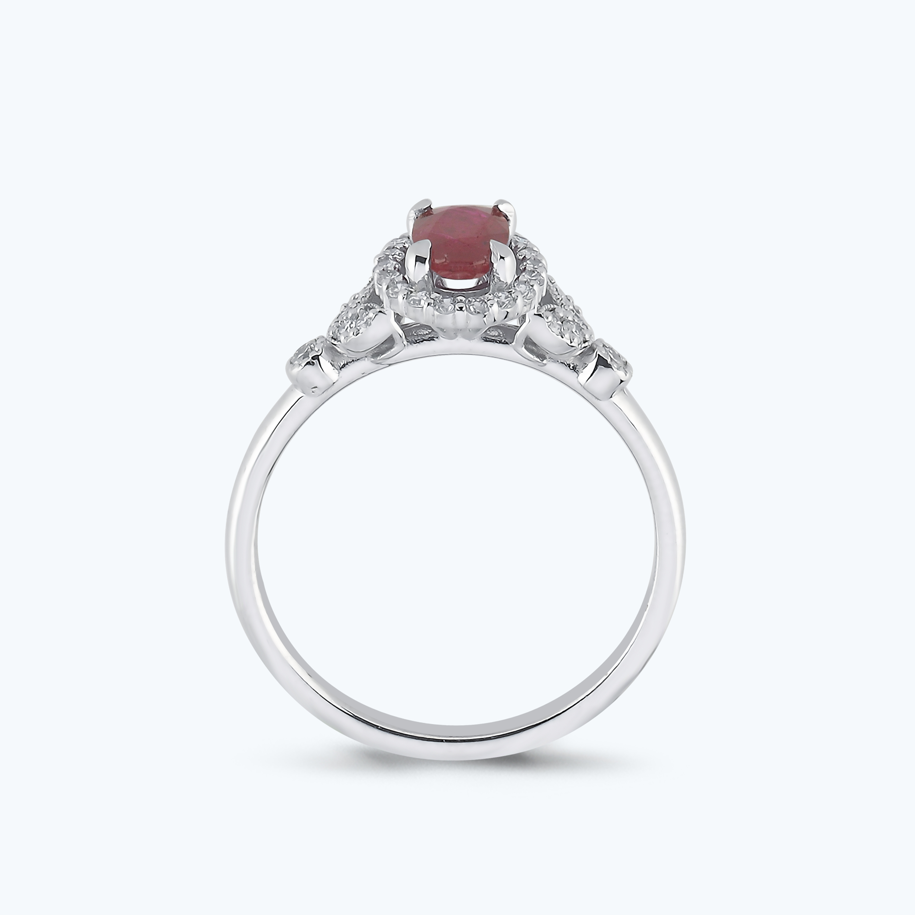 0.20 Karat Pırlanta Yakut Oval Yüzük