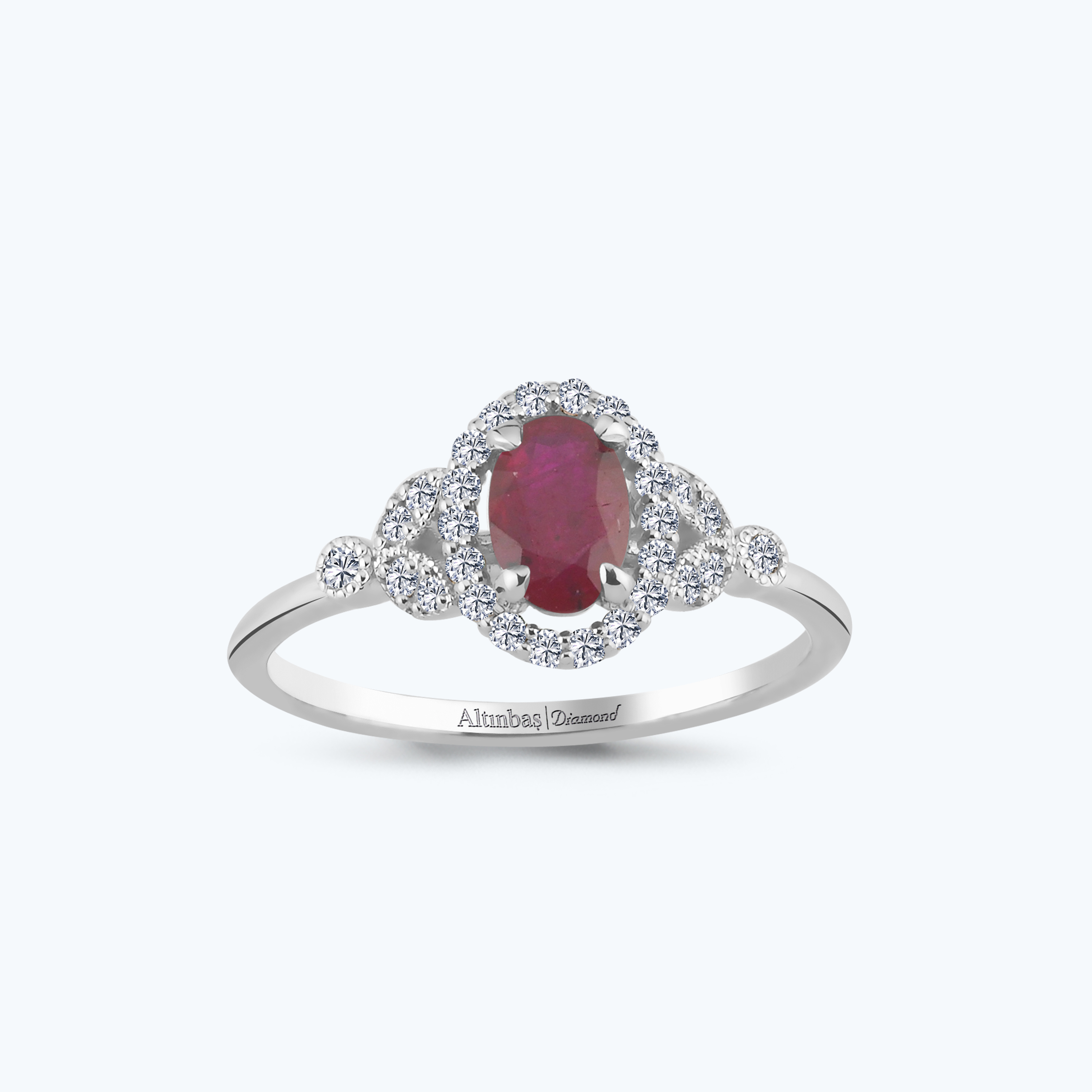 0.20 Karat Pırlanta Yakut Oval Yüzük