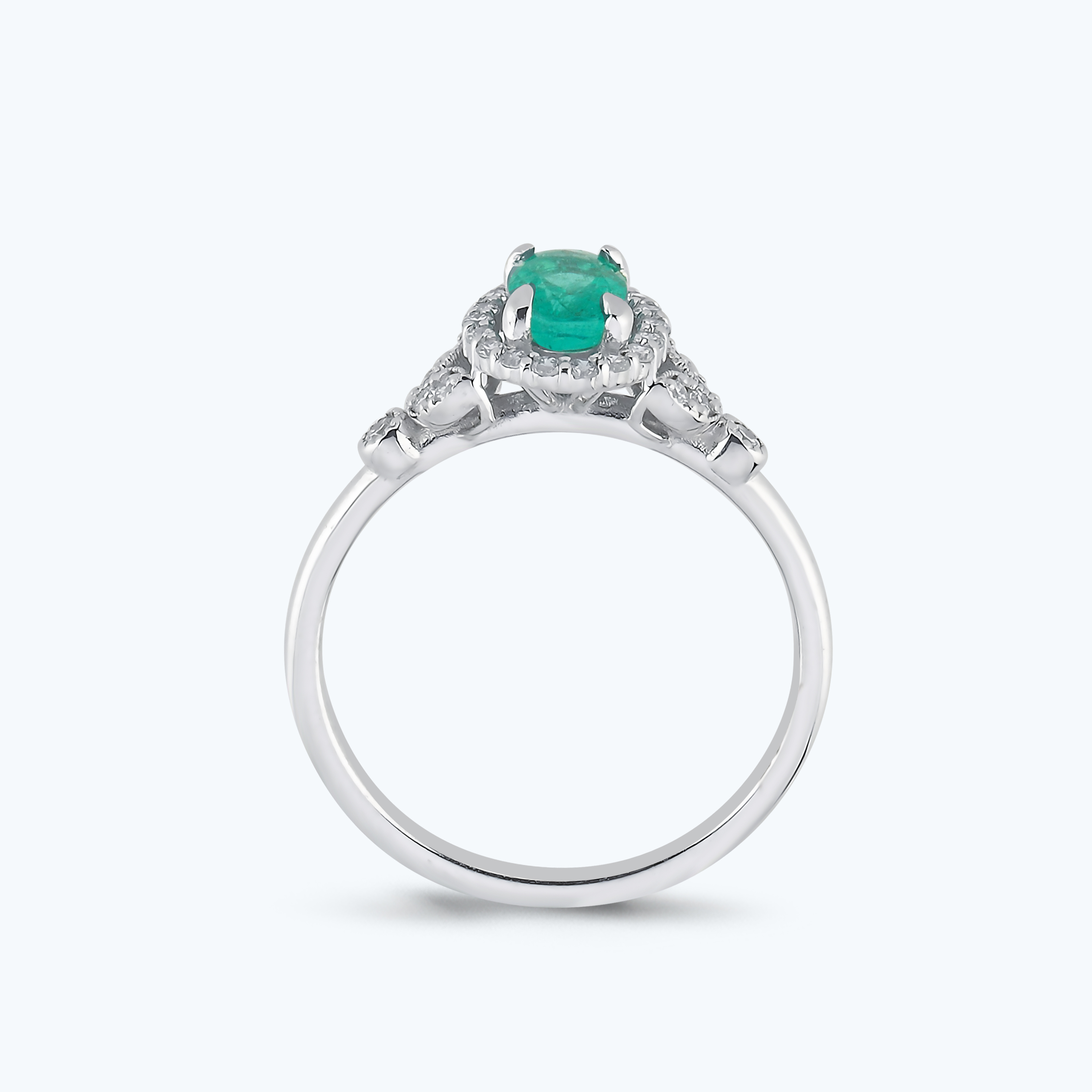 0.20 Karat Pırlanta Zümrüt Oval Yüzük