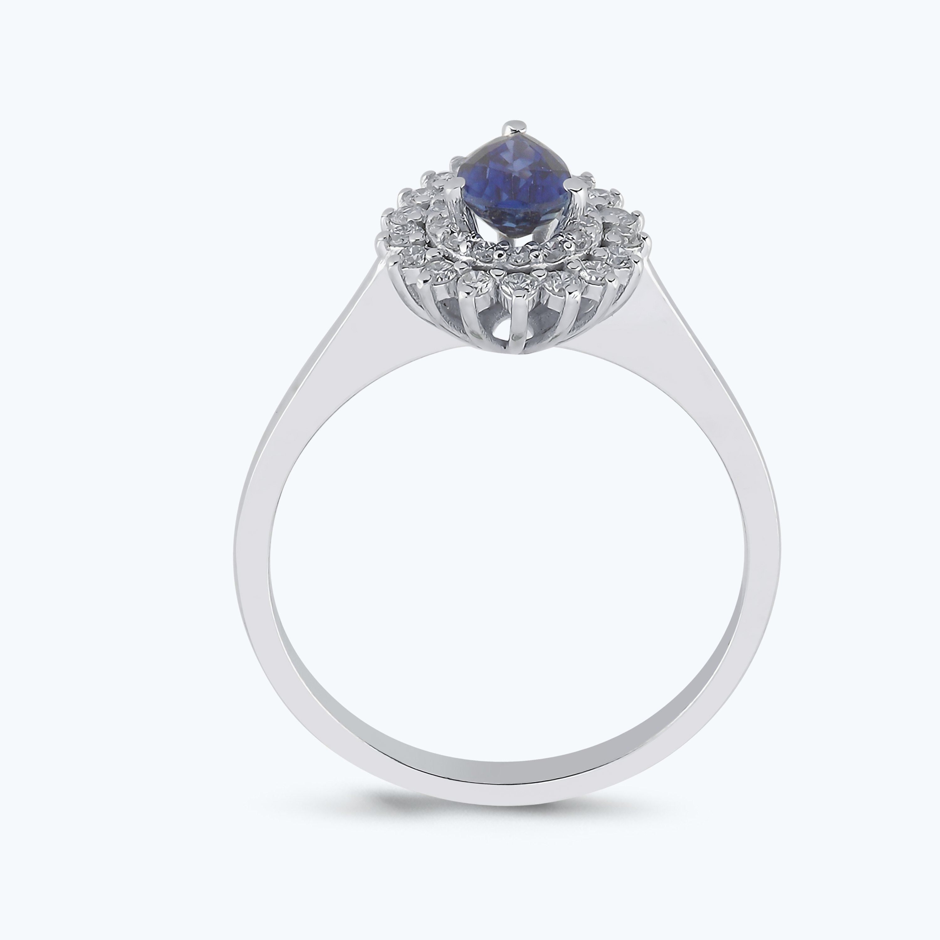 0.26 Karat Pırlanta Safir Damla Yüzük