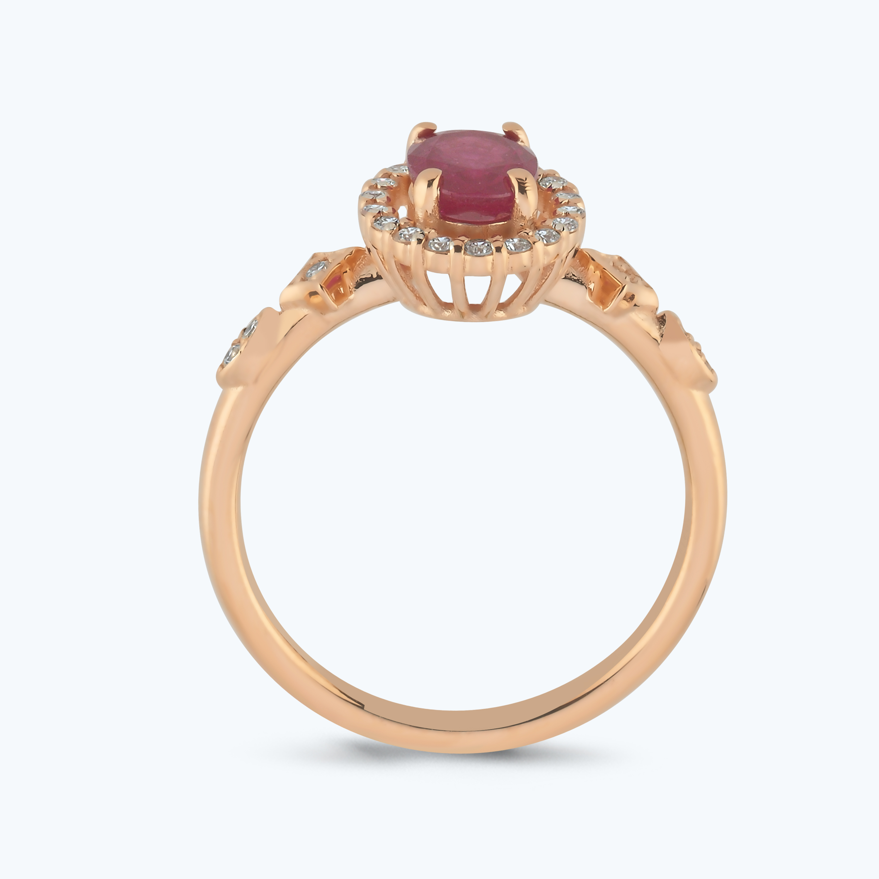 0.18 Karat Pırlanta Yakut Oval Yüzük