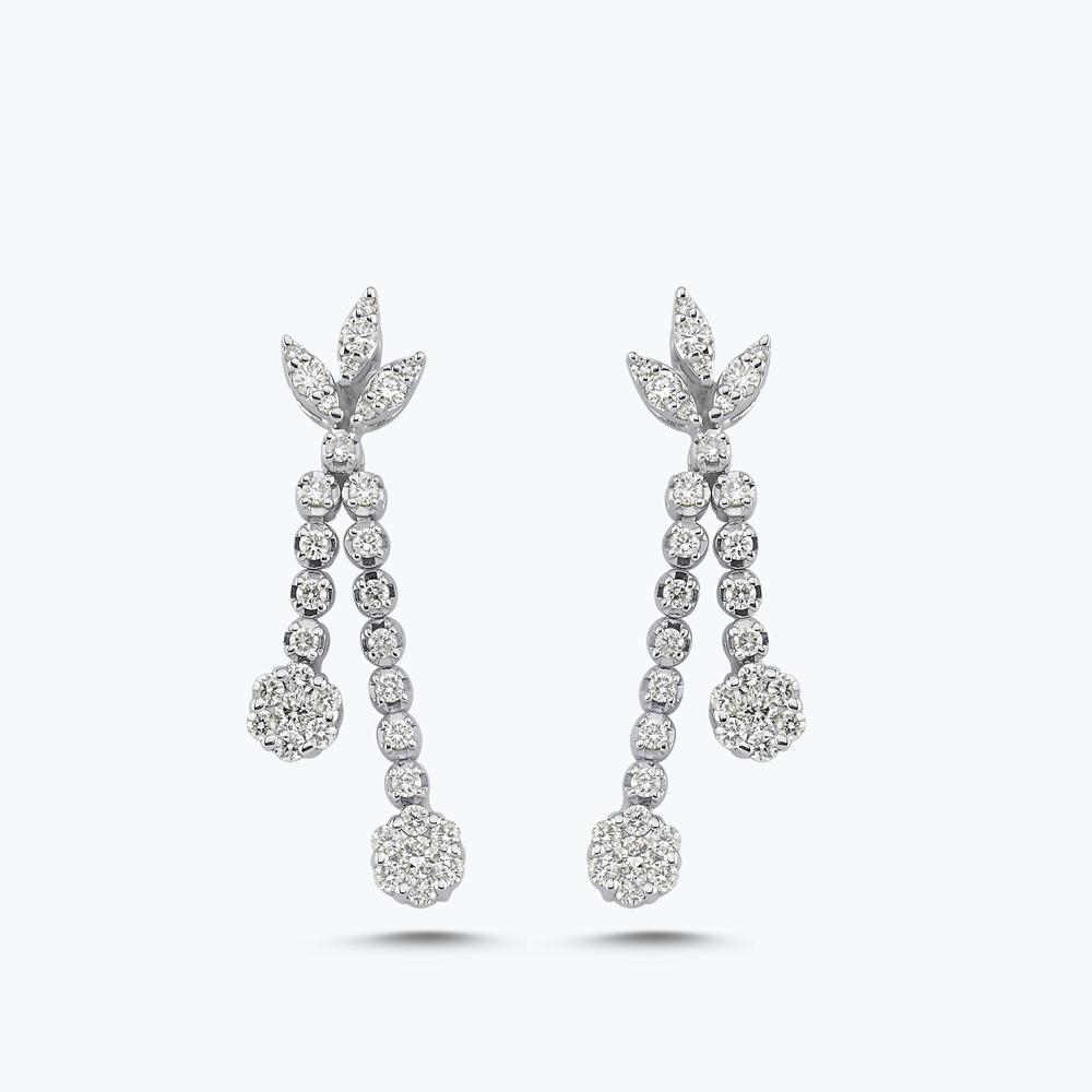 Pırlanta Sallantılı Yuvarlak Küpe