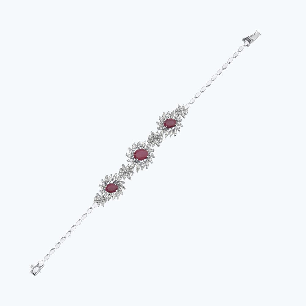 Pırlanta Yakut Oval Çiçek Bileklik