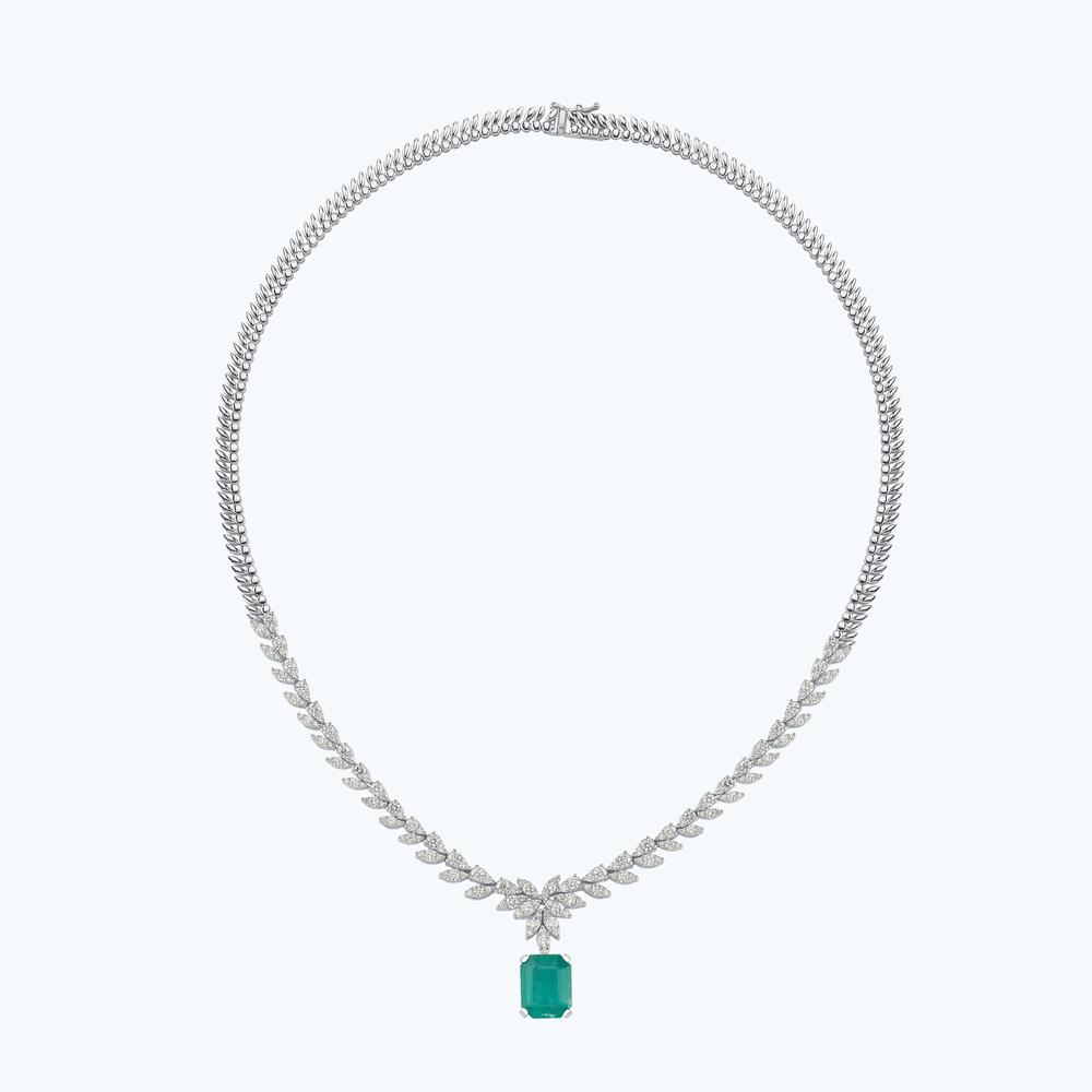 Pırlanta Zümrüt Emerald Kesim Gerdanlık