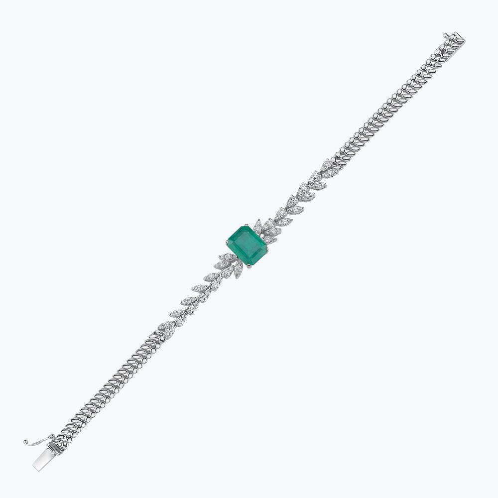 Pırlanta Zümrüt Emerald Kesim Bileklik
