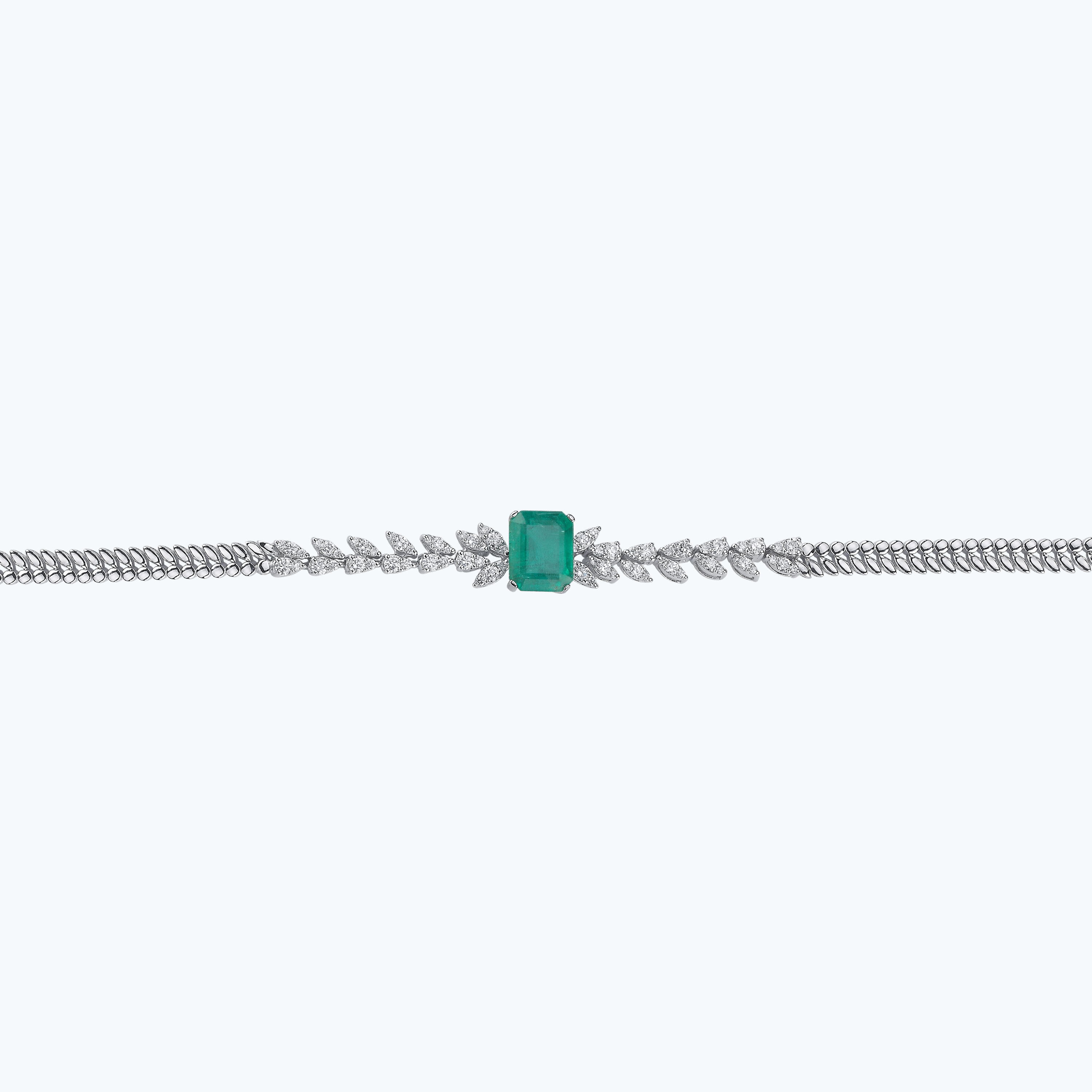 1.40 Karat Pırlanta Zümrüt Emerald Kesim Bileklik