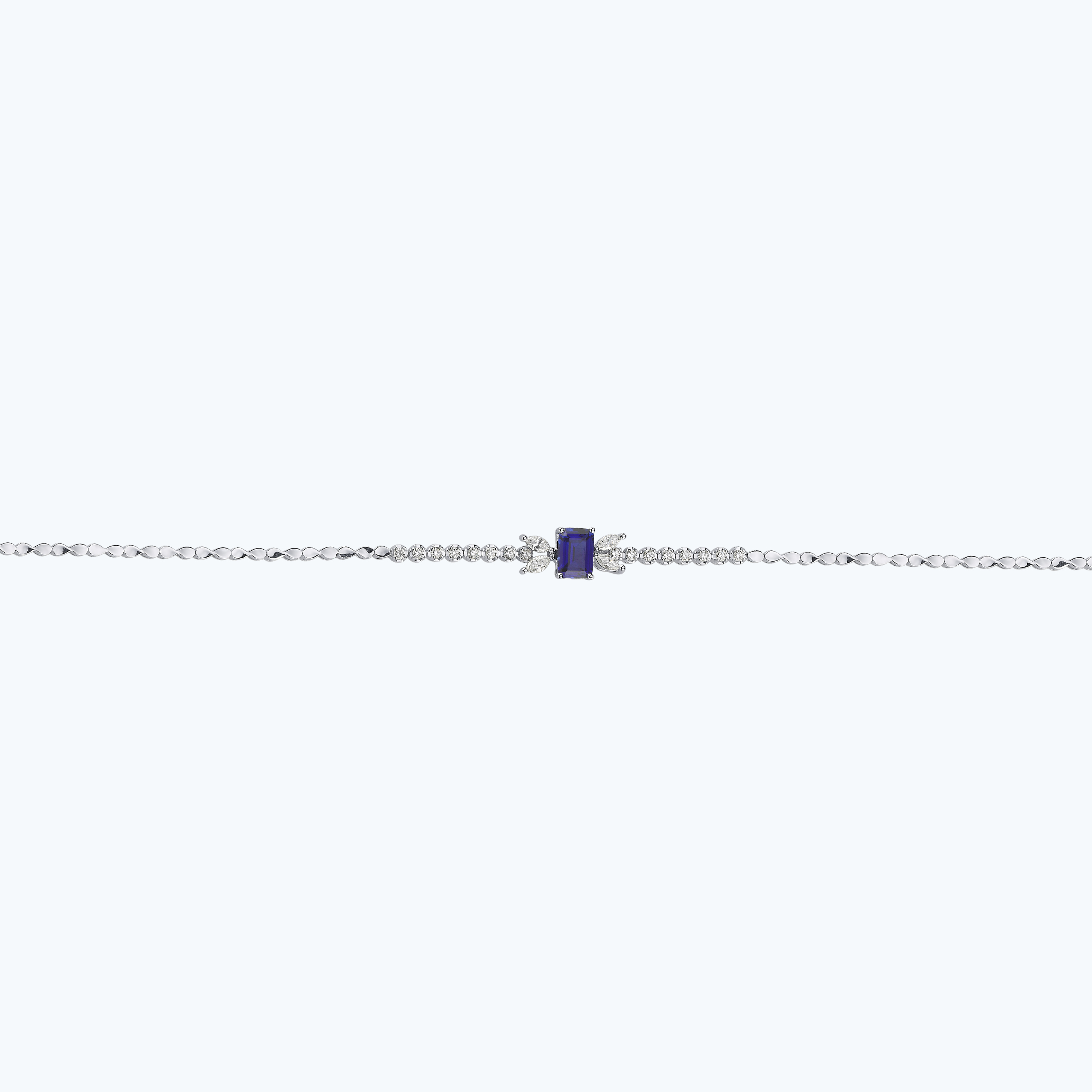 0.51 Karat Pırlanta Safir Emerald Kesim Bileklik