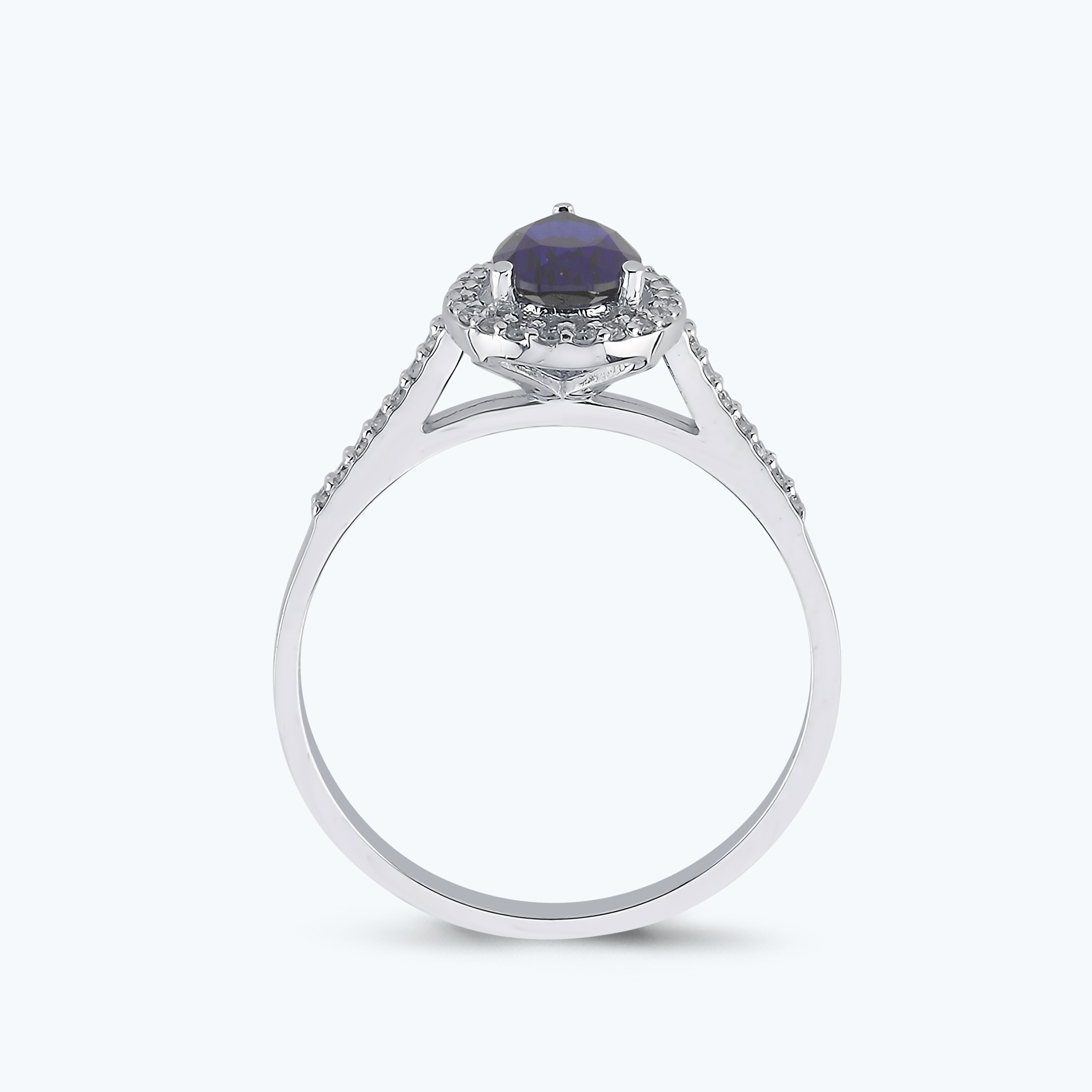 0.13 Karat Pırlanta Safir Damla Yüzük