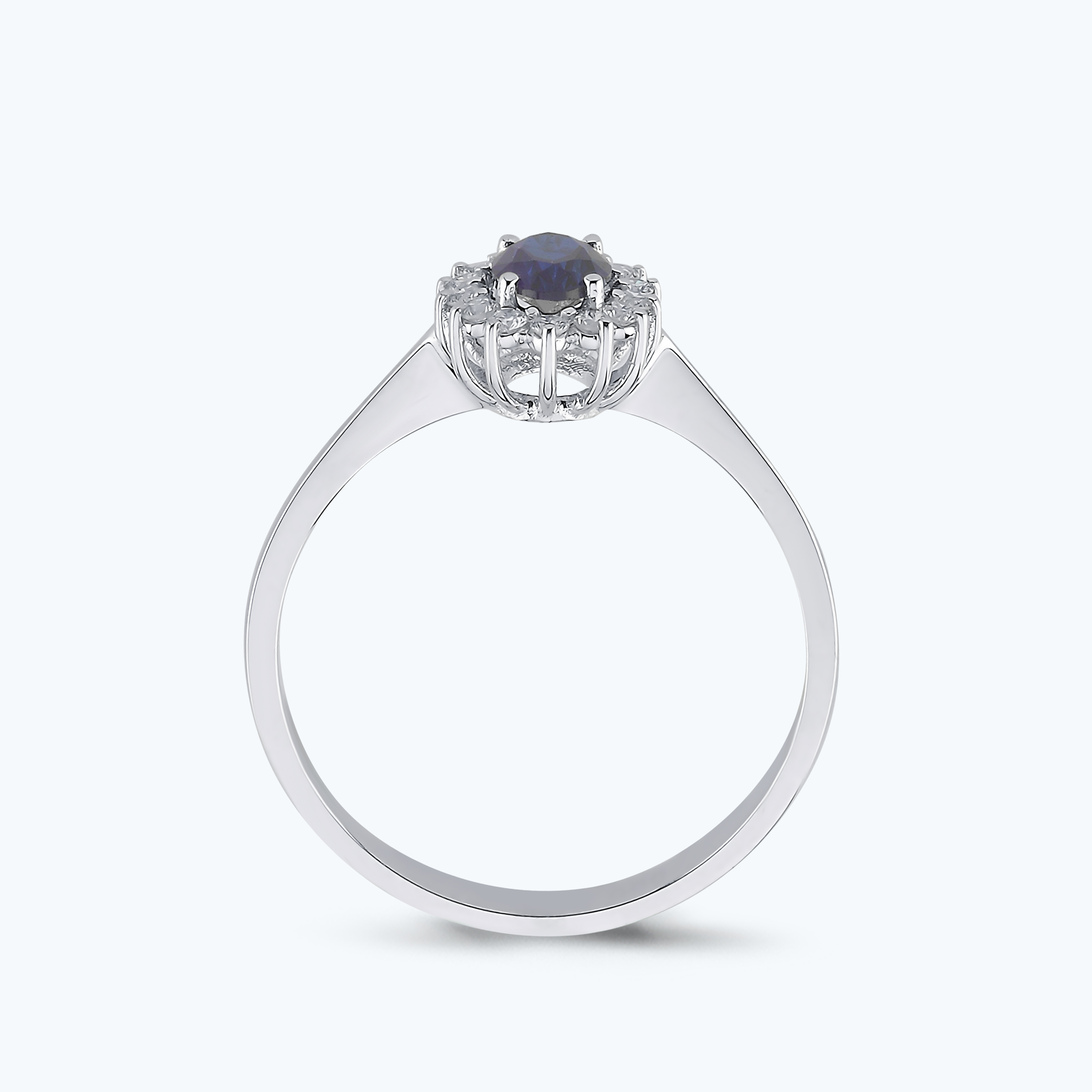 0.15 Karat Pırlanta Safir Oval Yüzük