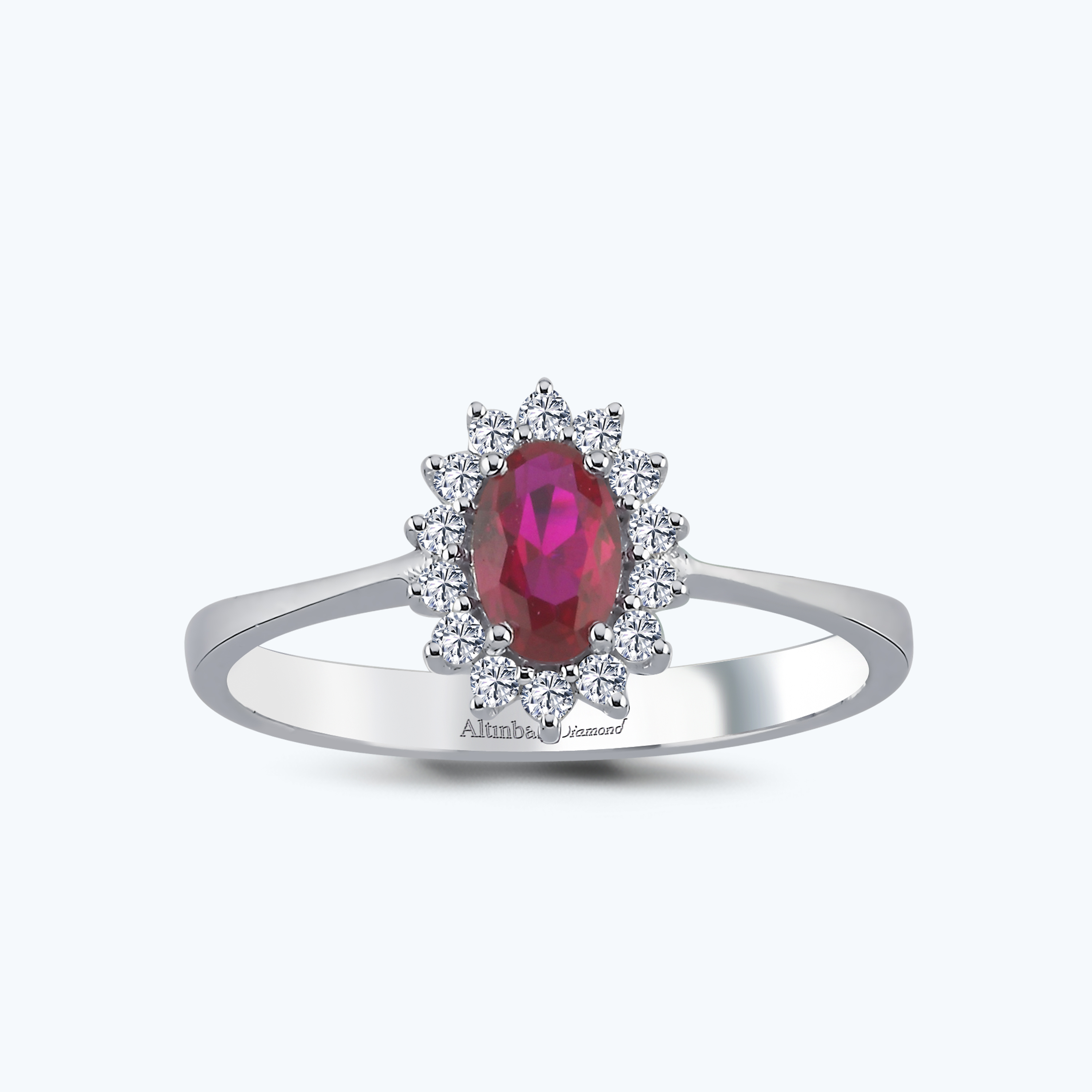 0.15 Karat Pırlanta Yakut Oval Yüzük