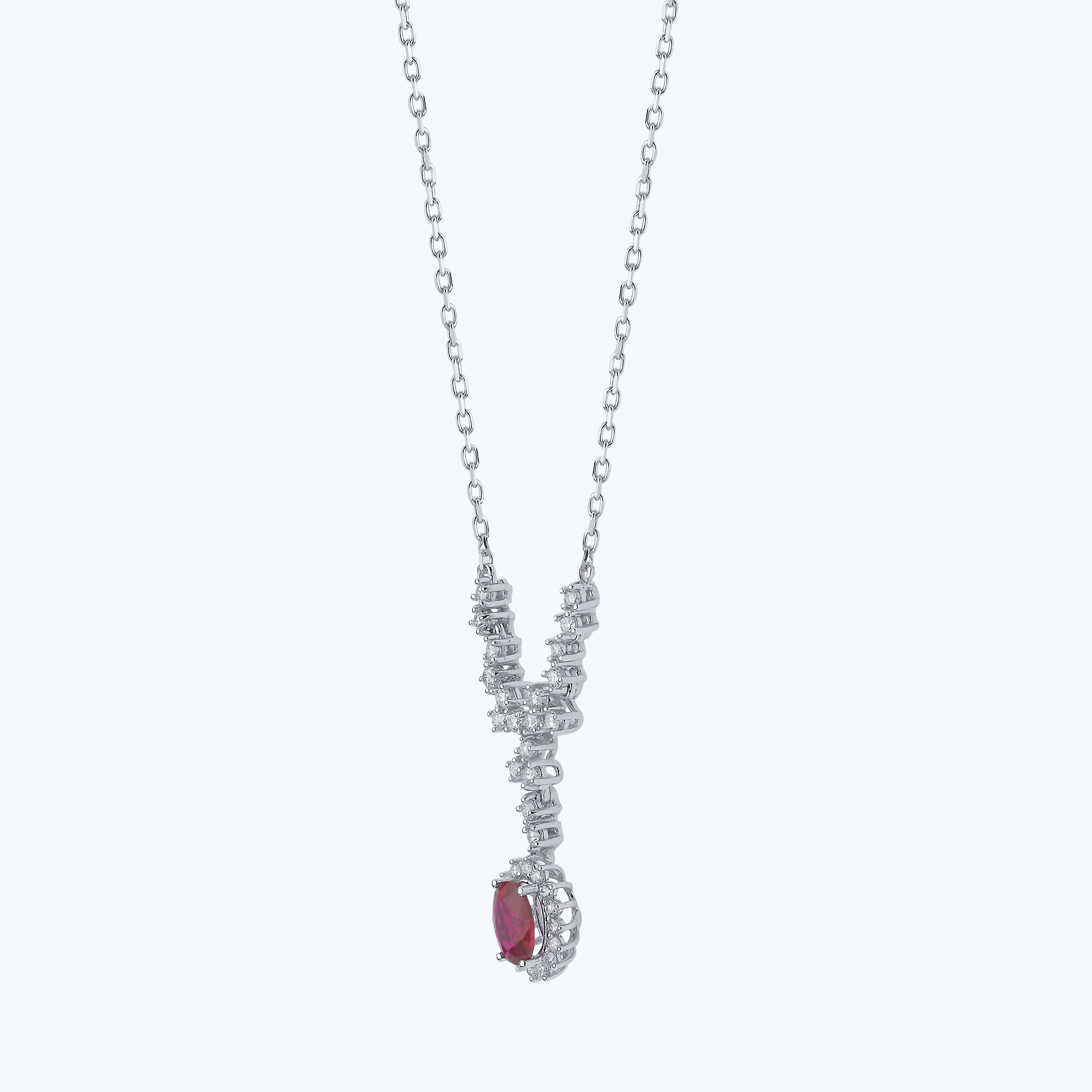 0.53 Karat Pırlanta Yakut Oval Kolye