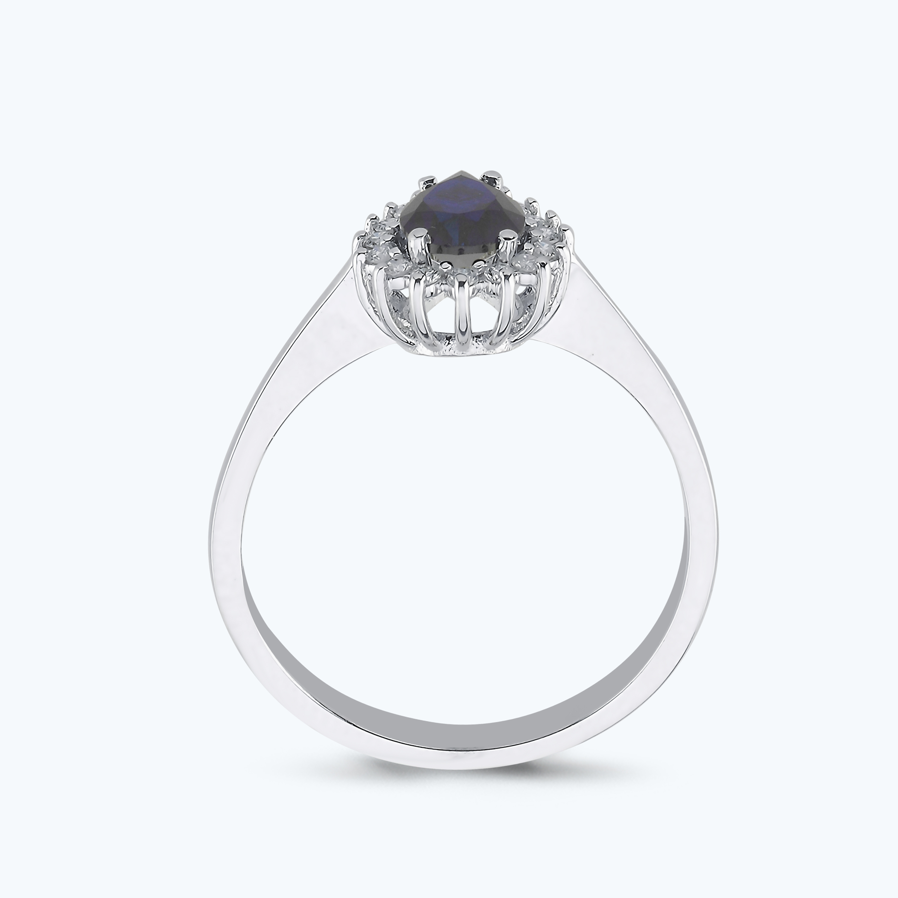 0.13 Karat Pırlanta Safir Damla Yüzük