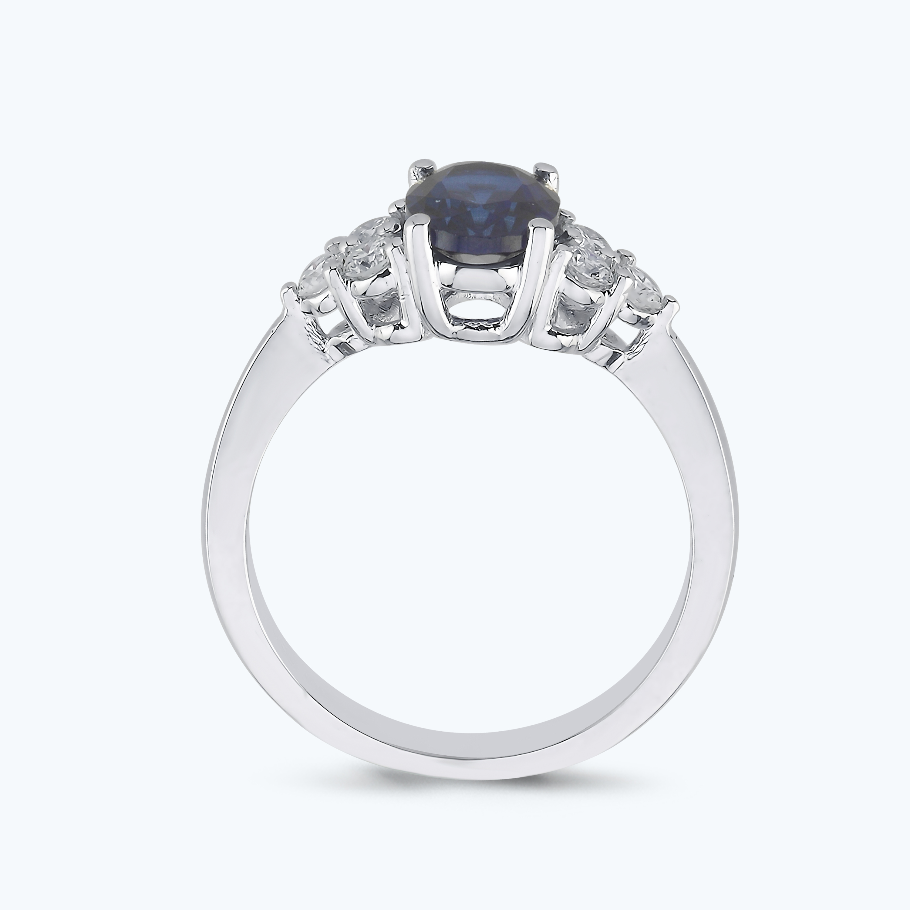 0.34 Karat Pırlanta Safir Oval Yüzük