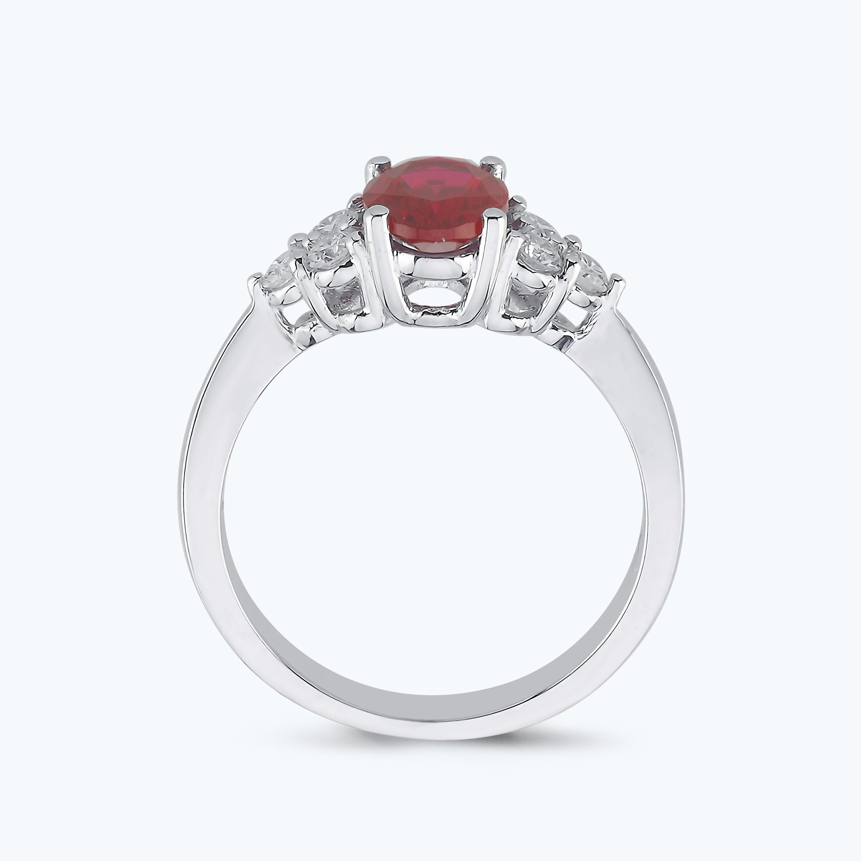 0.34 Karat Pırlanta Yakut Oval Yüzük