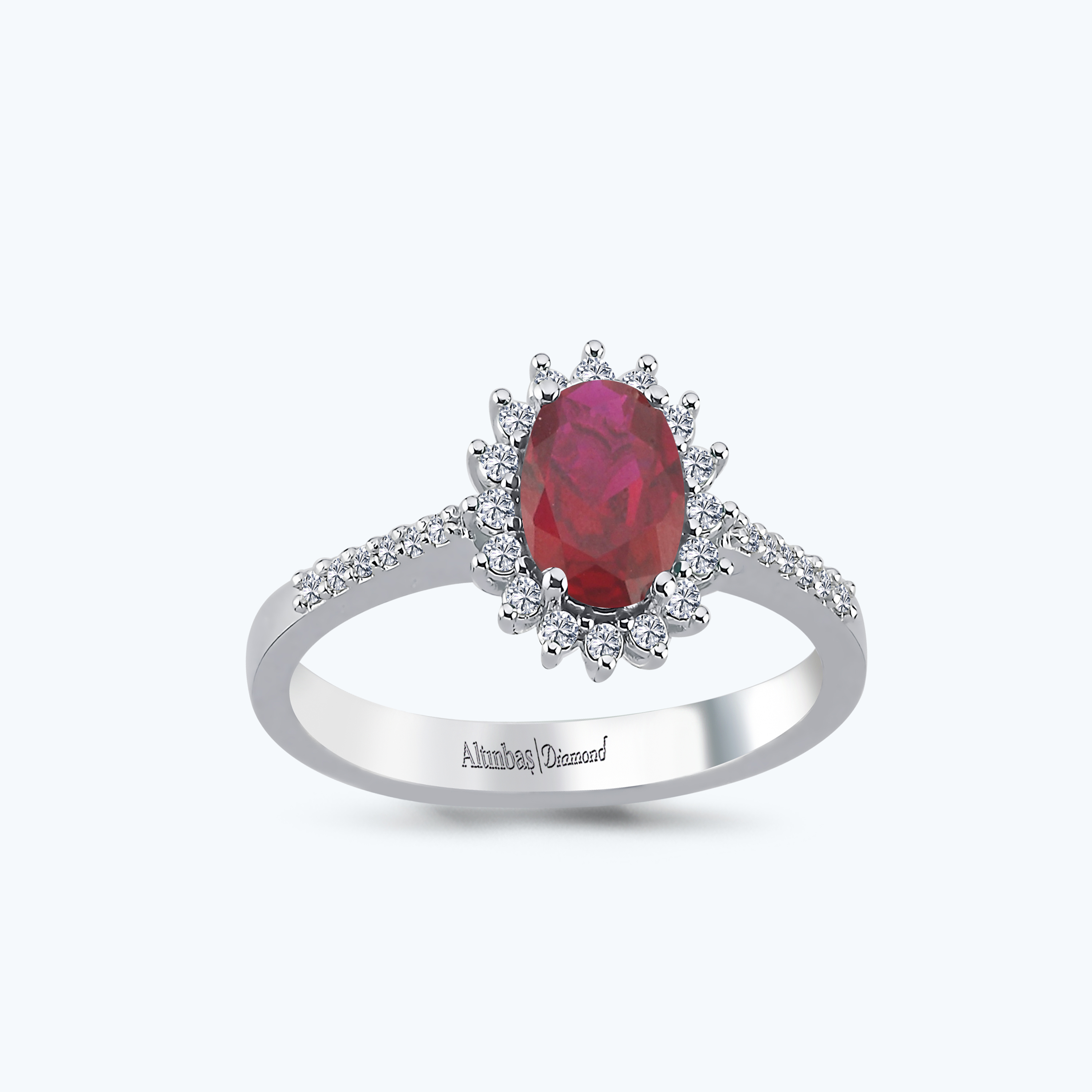 0.15 Karat Pırlanta Yakut Oval Yüzük