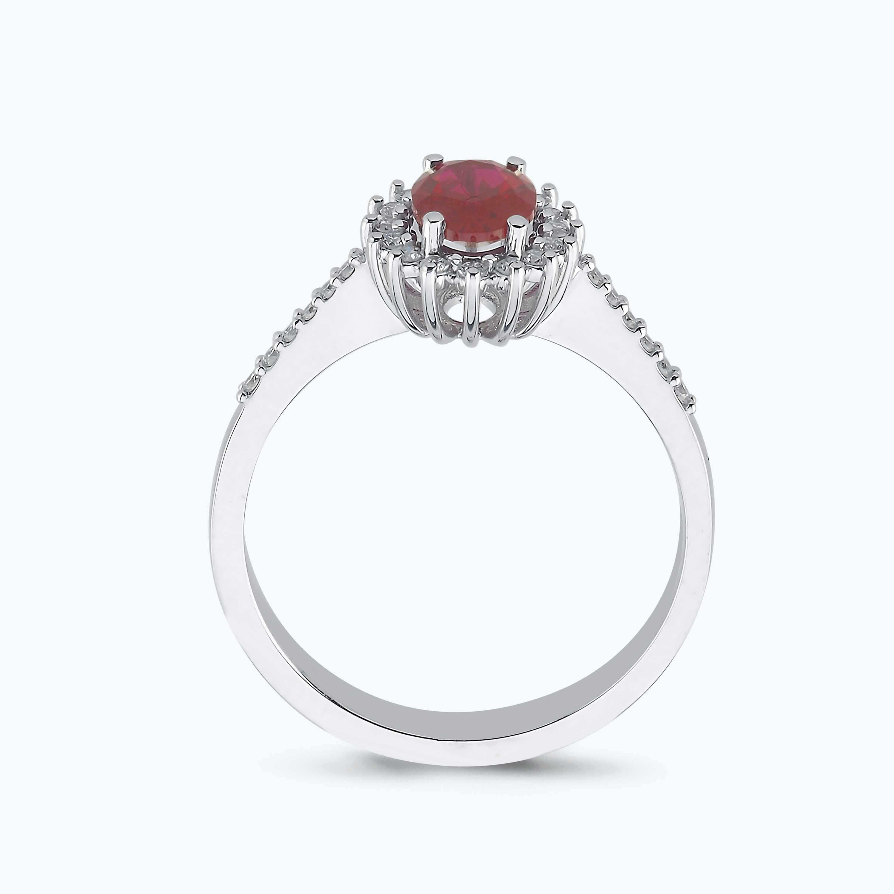 0.15 Karat Pırlanta Yakut Oval Yüzük
