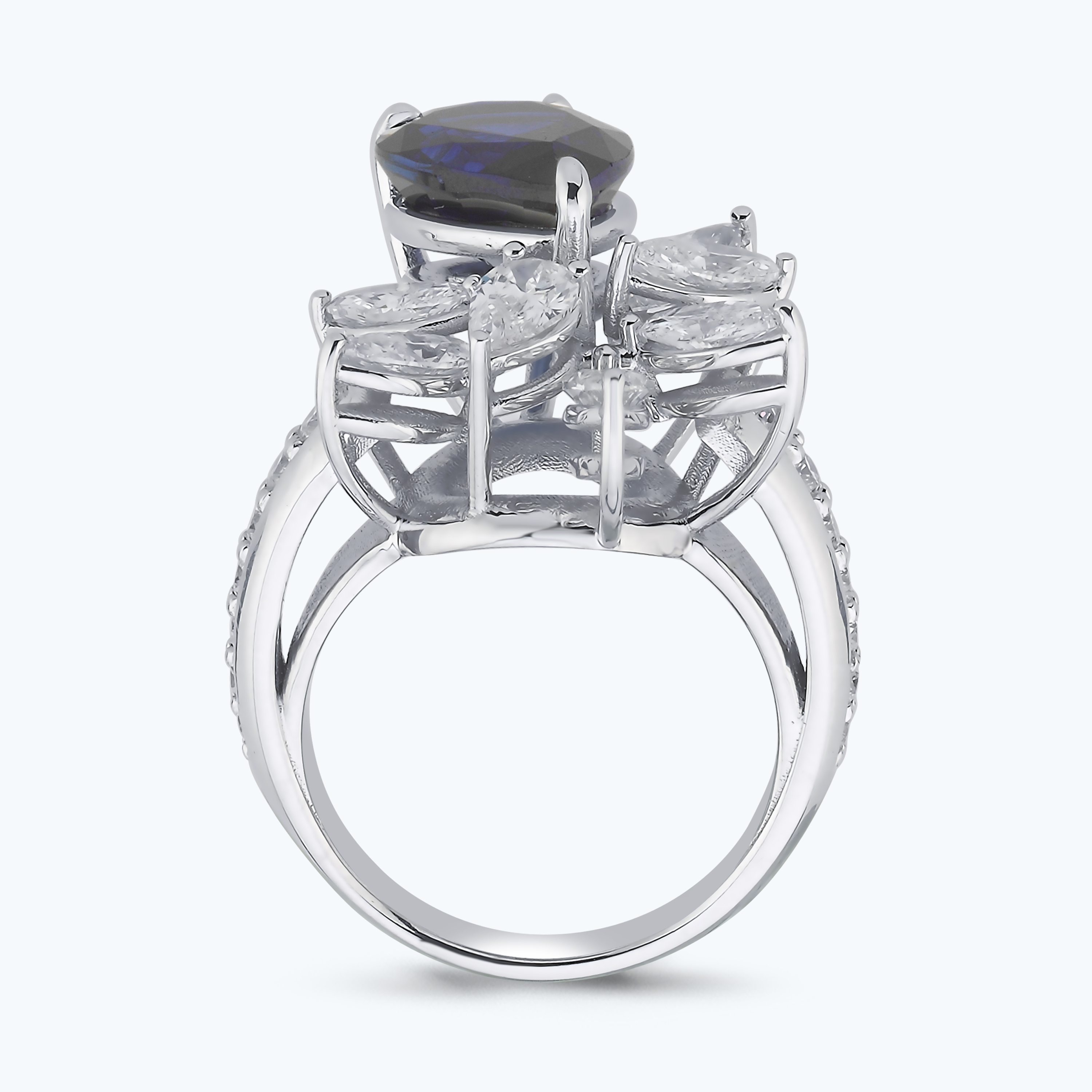 1.90 Karat Pırlanta Safir Damla Yüzük