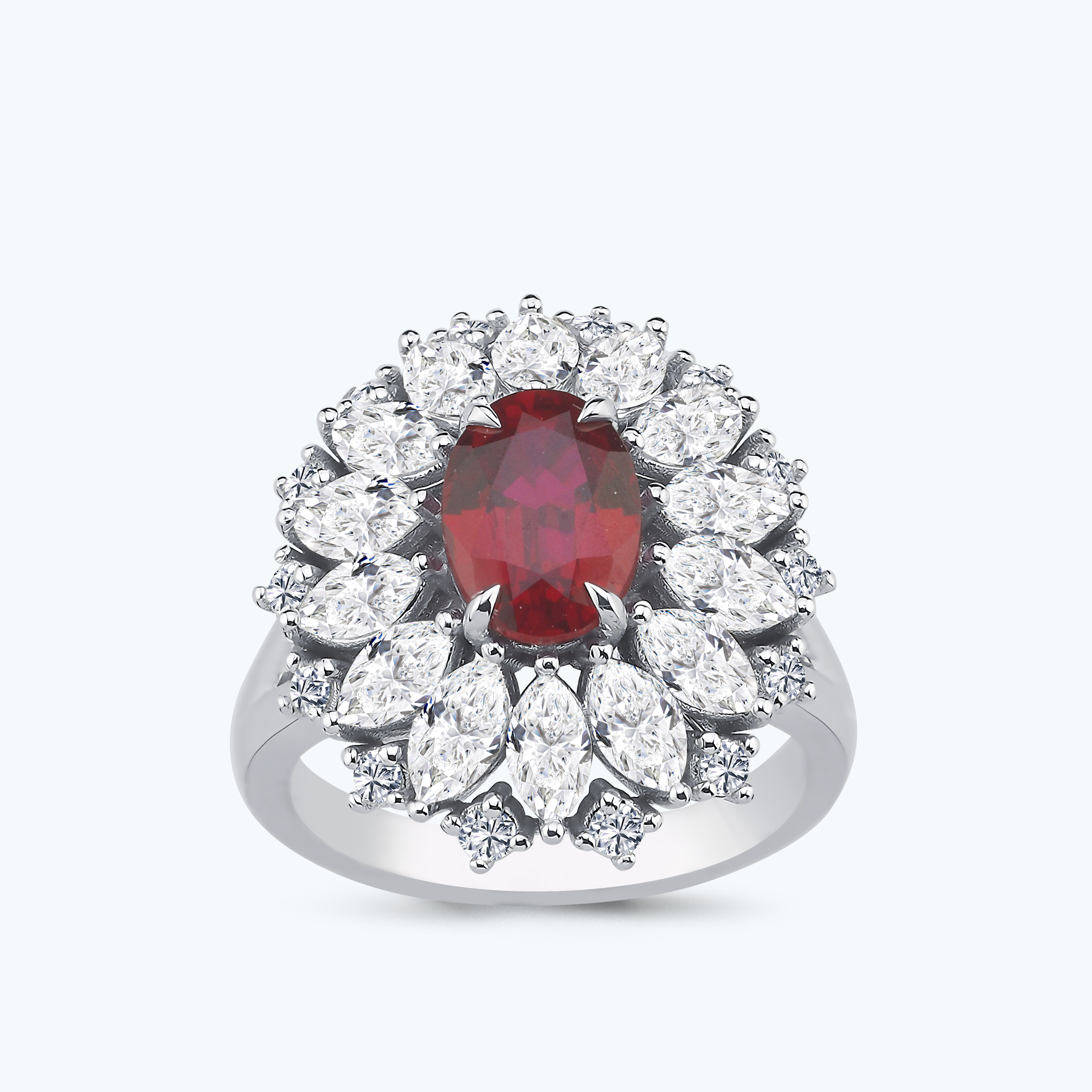 2.19 Karat Pırlanta Yakut Oval Yüzük