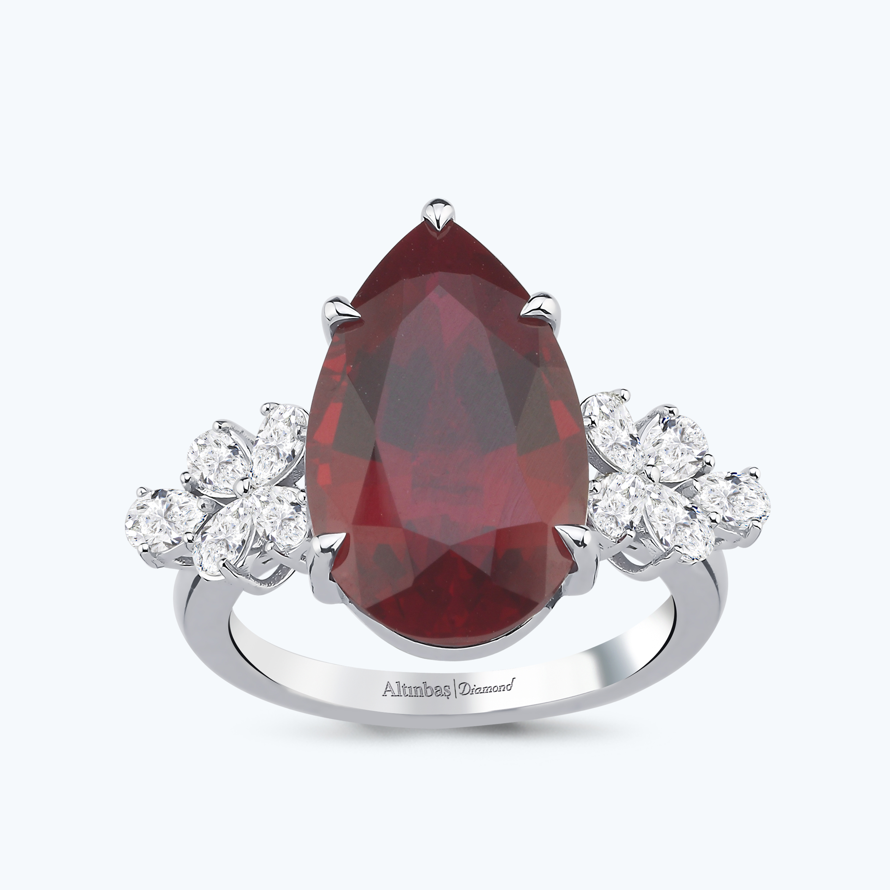 Pırlanta Yakut Damla Yüzük