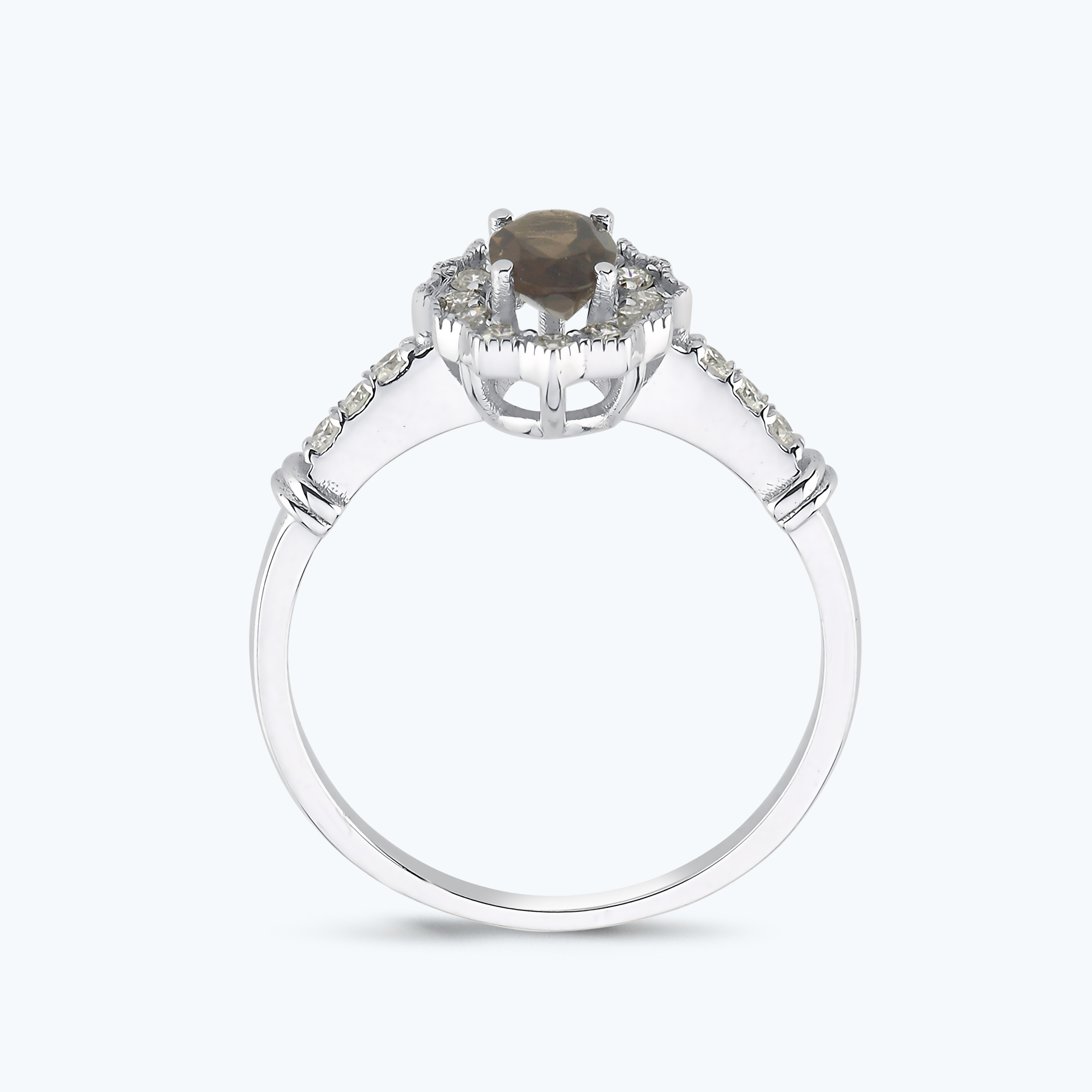0.25 Karat Pırlanta Kuvars Taşlı Oval Yüzük