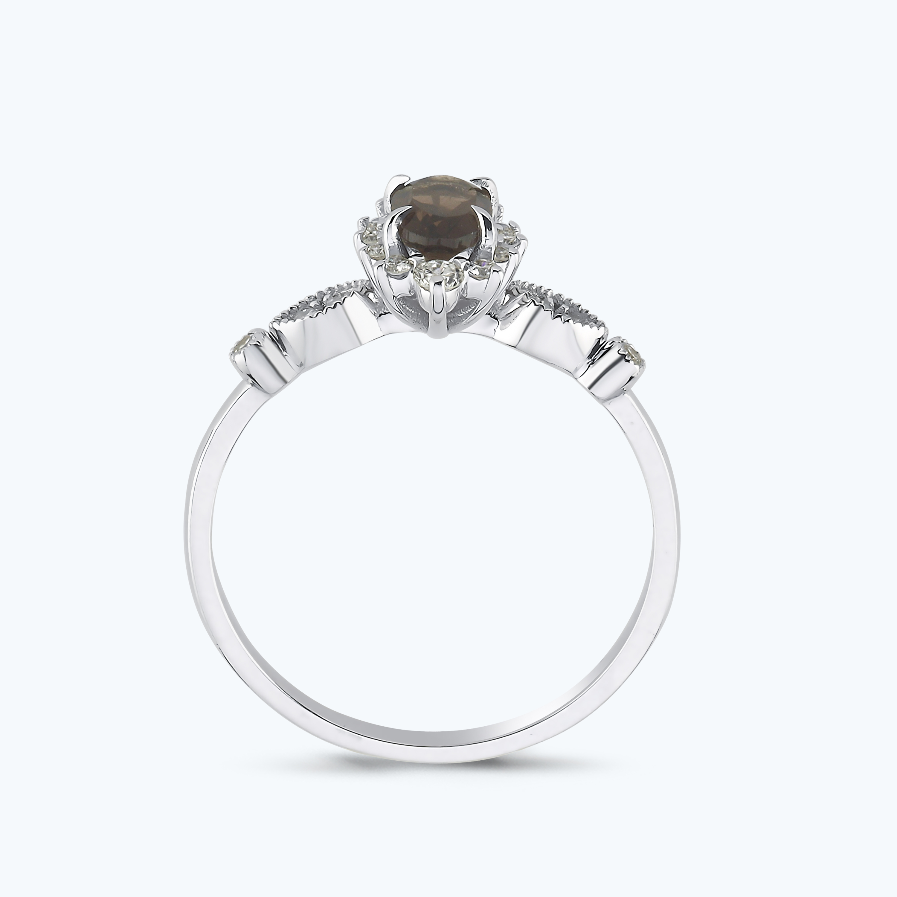 0.20 Karat Pırlanta Kuvars Taşlı Oval Yüzük