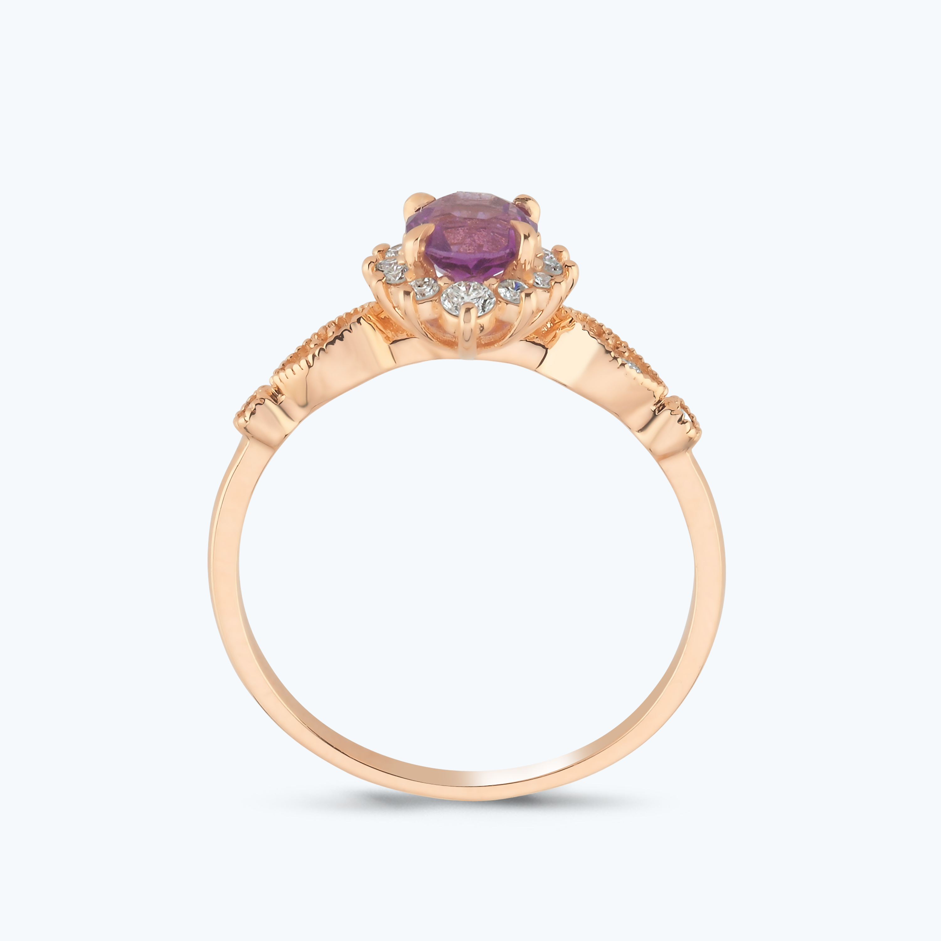 0.20 Karat Pırlanta Ametist Vintage Yüzük