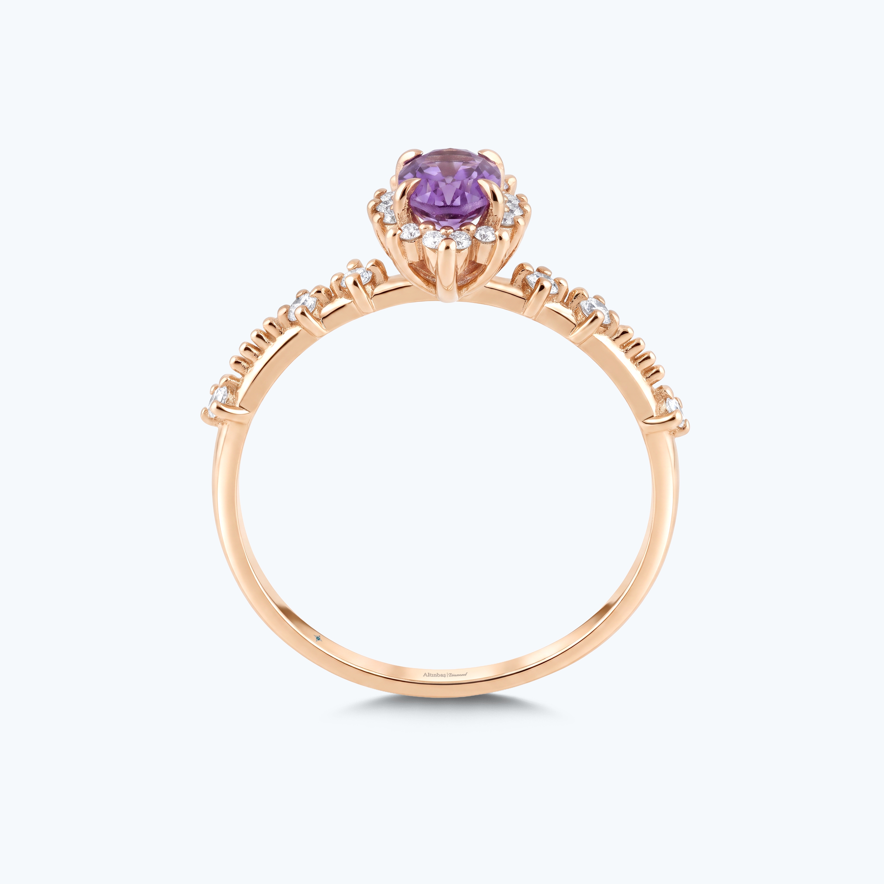 0.23 Karat Pırlanta Ametist Oval Yüzük