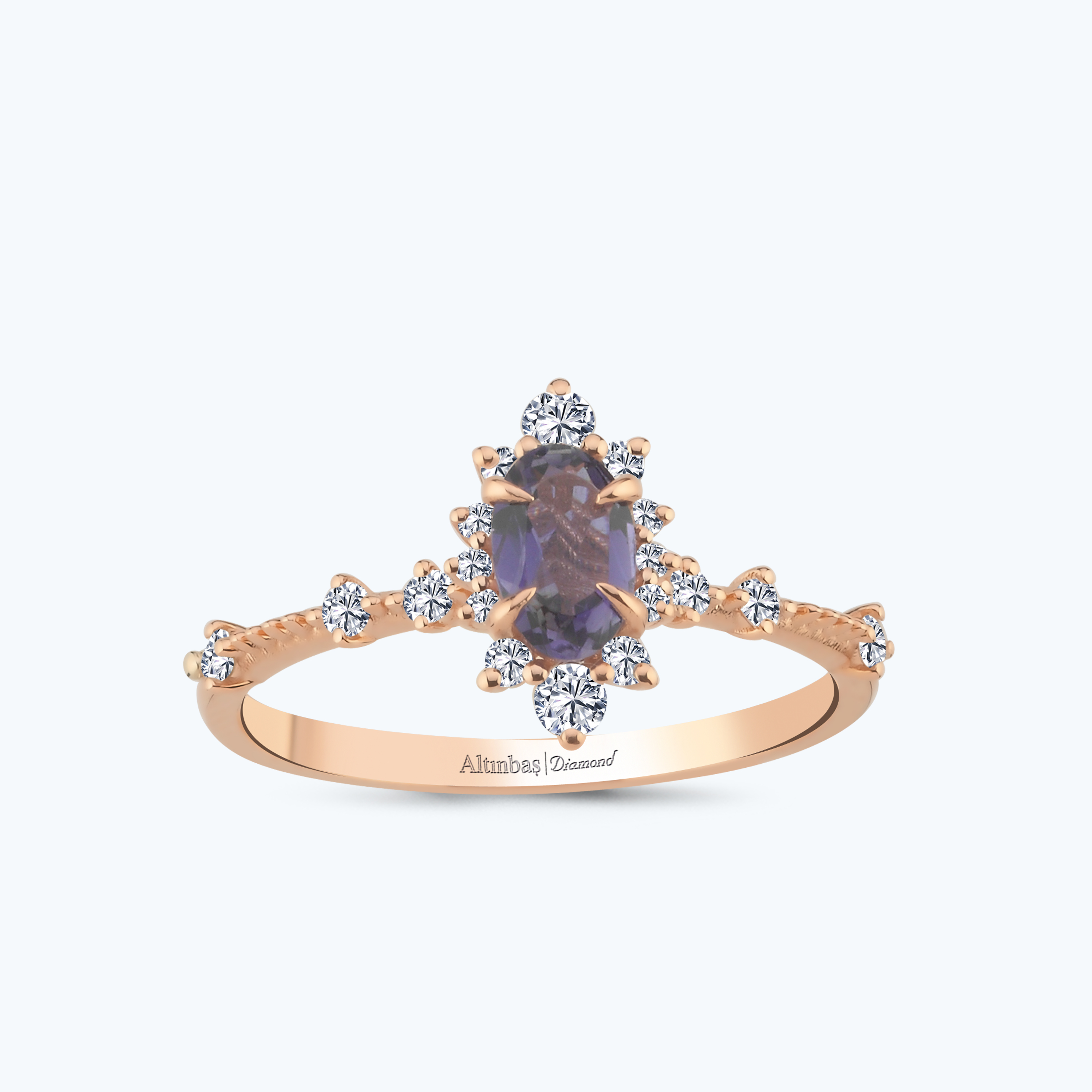0.20 Karat Pırlanta Topaz Oval Yüzük