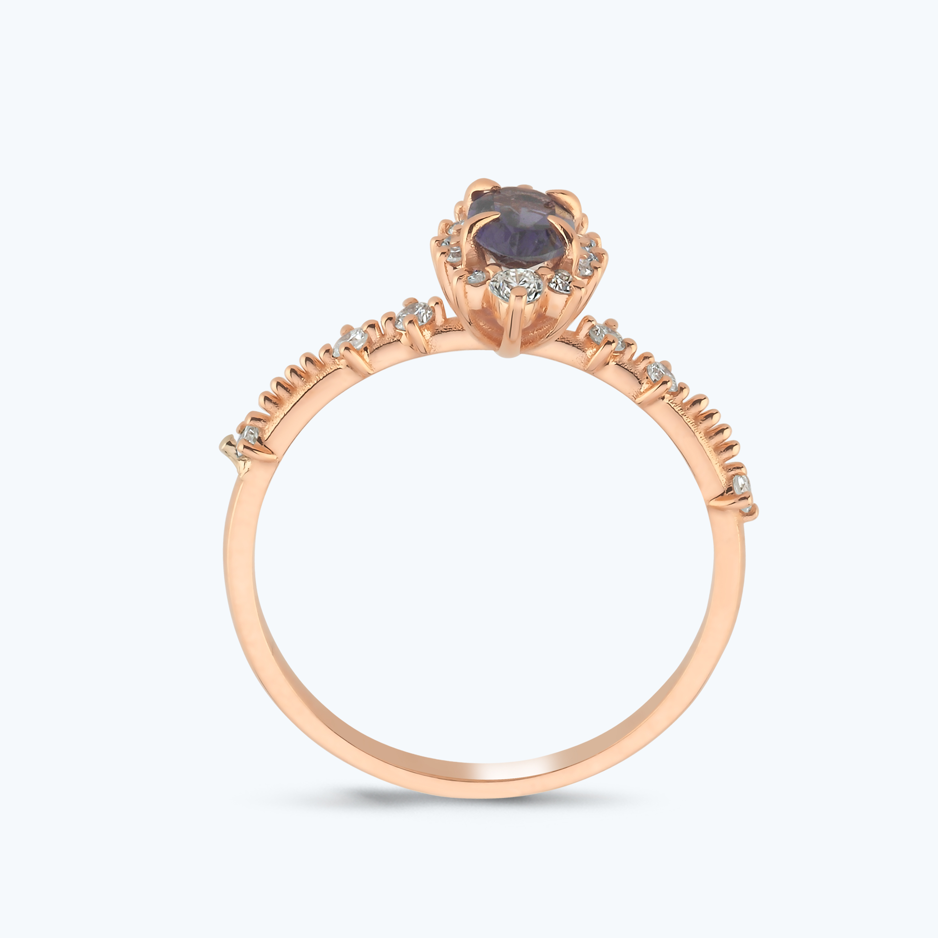 0.20 Karat Pırlanta Topaz Oval Yüzük