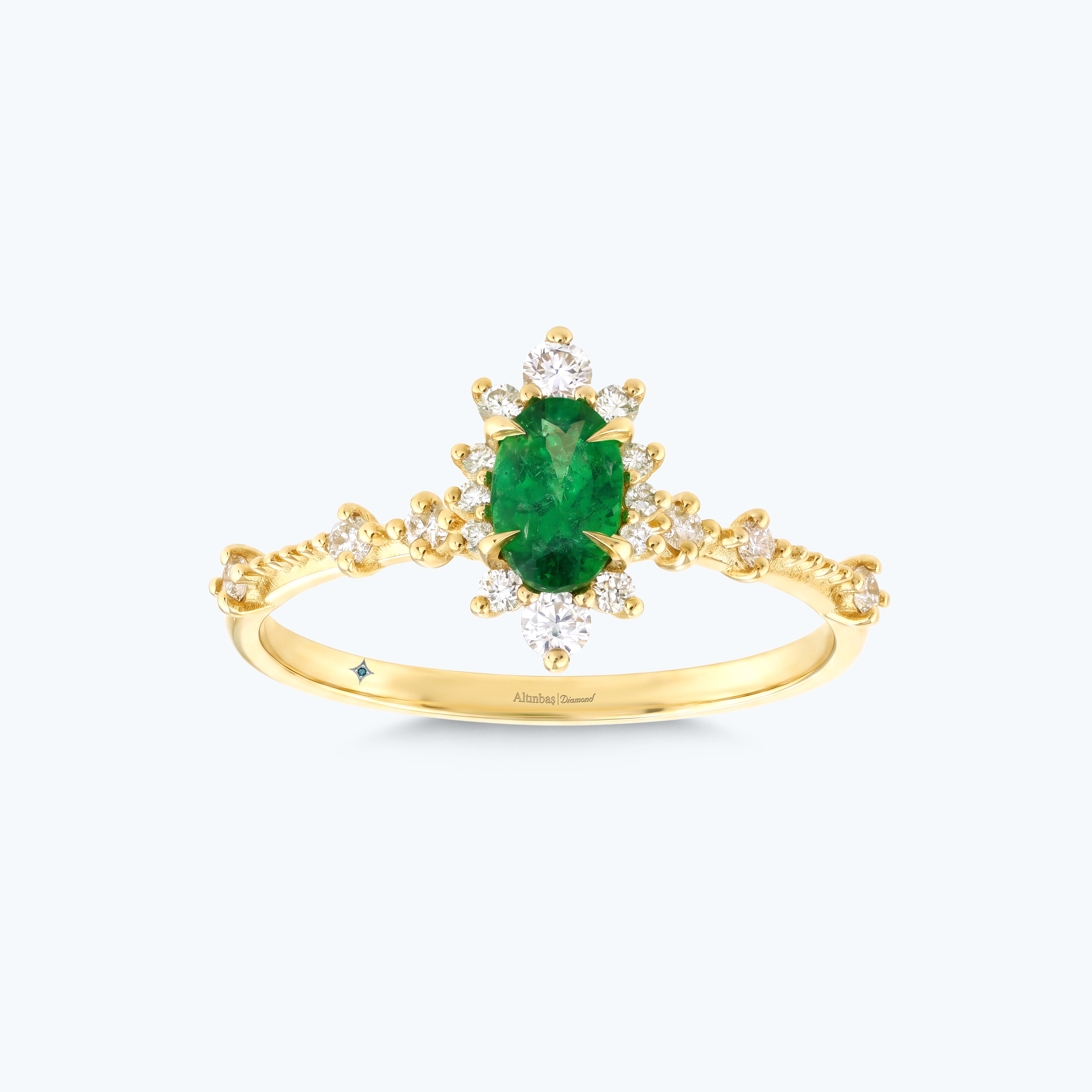 0.23 Karat Pırlanta Tsavorit Lotus Çiçeği Yüzük