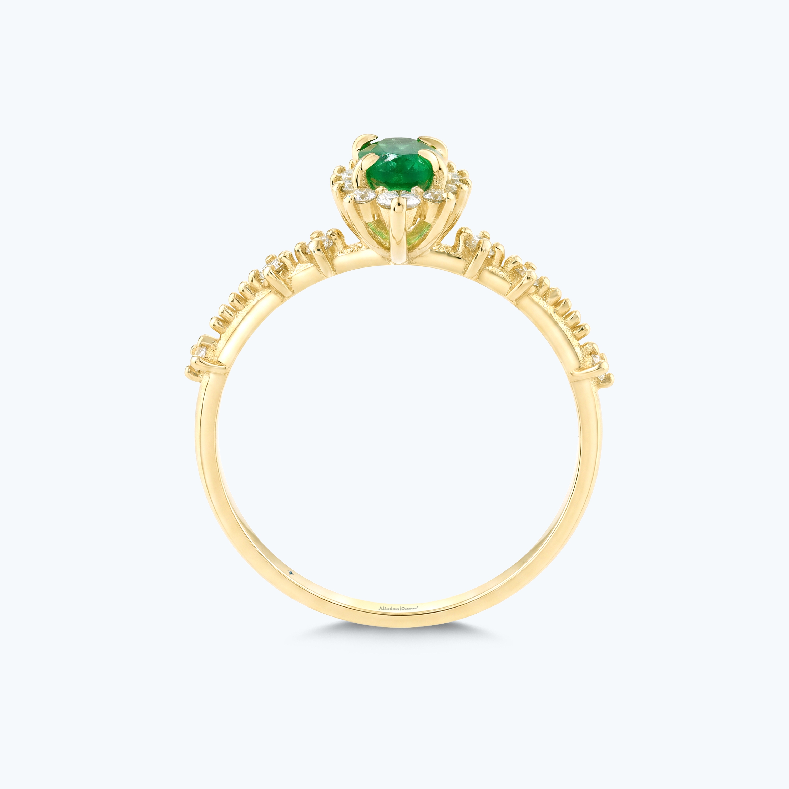 0.23 Karat Pırlanta Tsavorit Lotus Çiçeği Yüzük