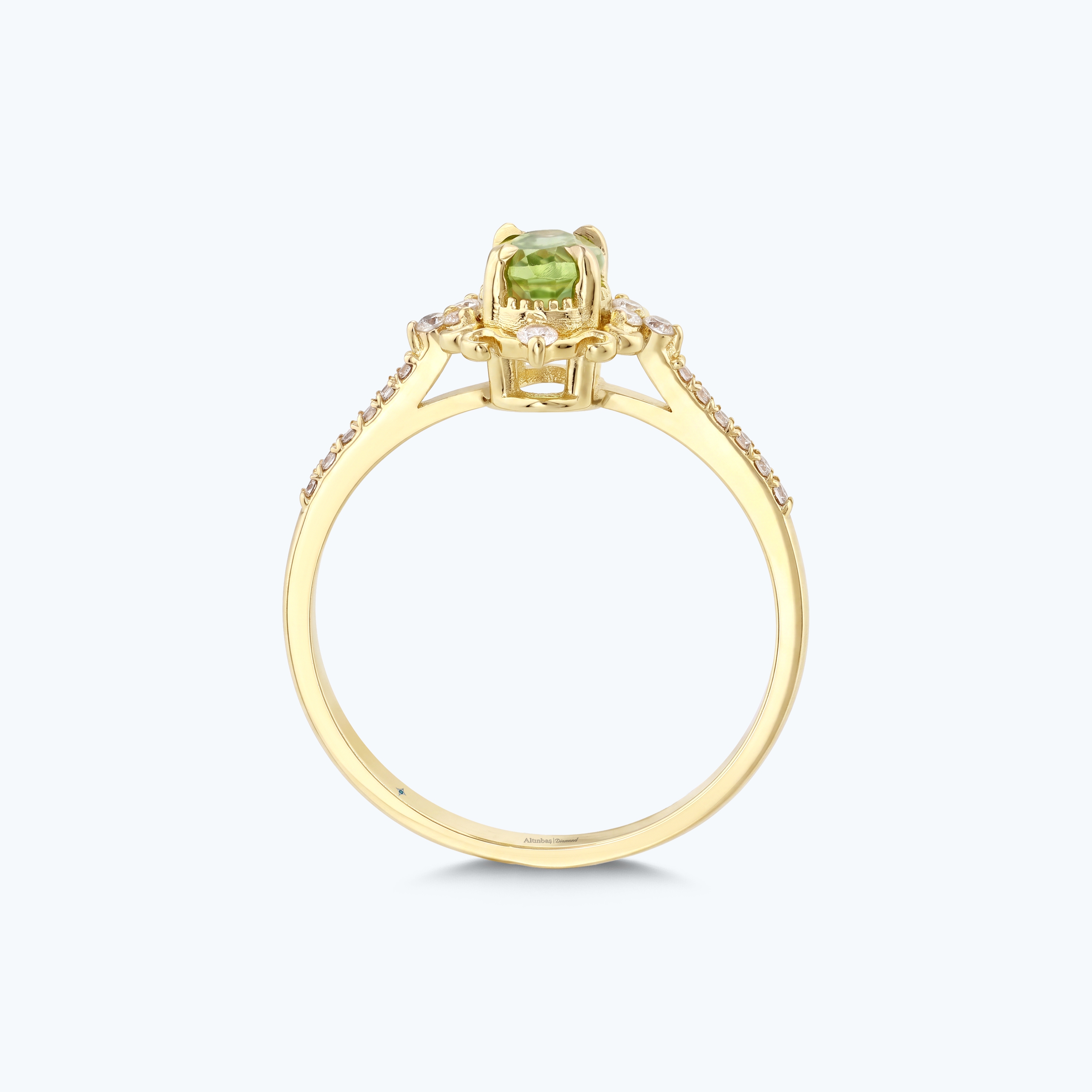 0.16 Karat Pırlanya Yeşil Topaz Oval Yüzük