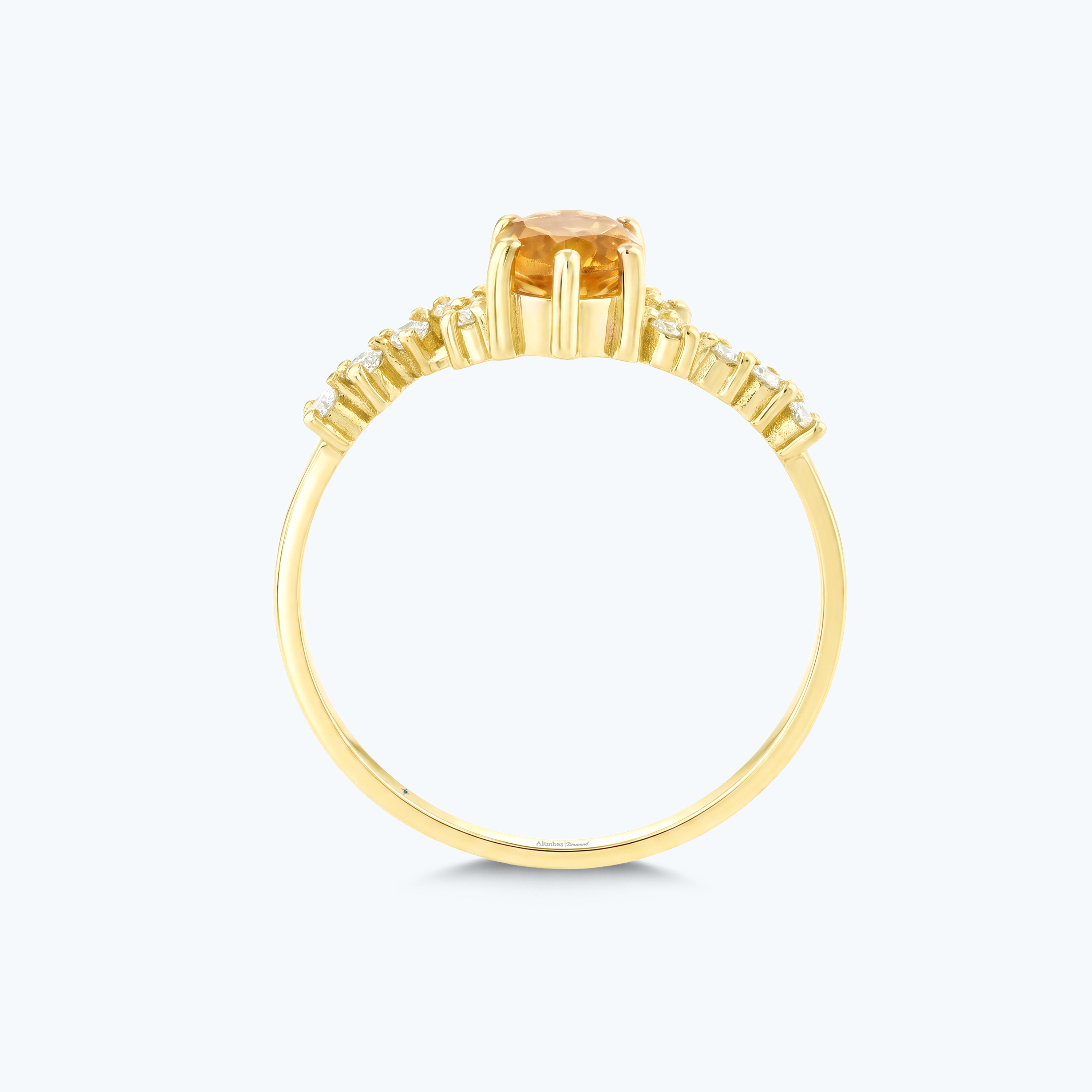 0.16 Karat Pırlanta Sitrin Oval Yüzük