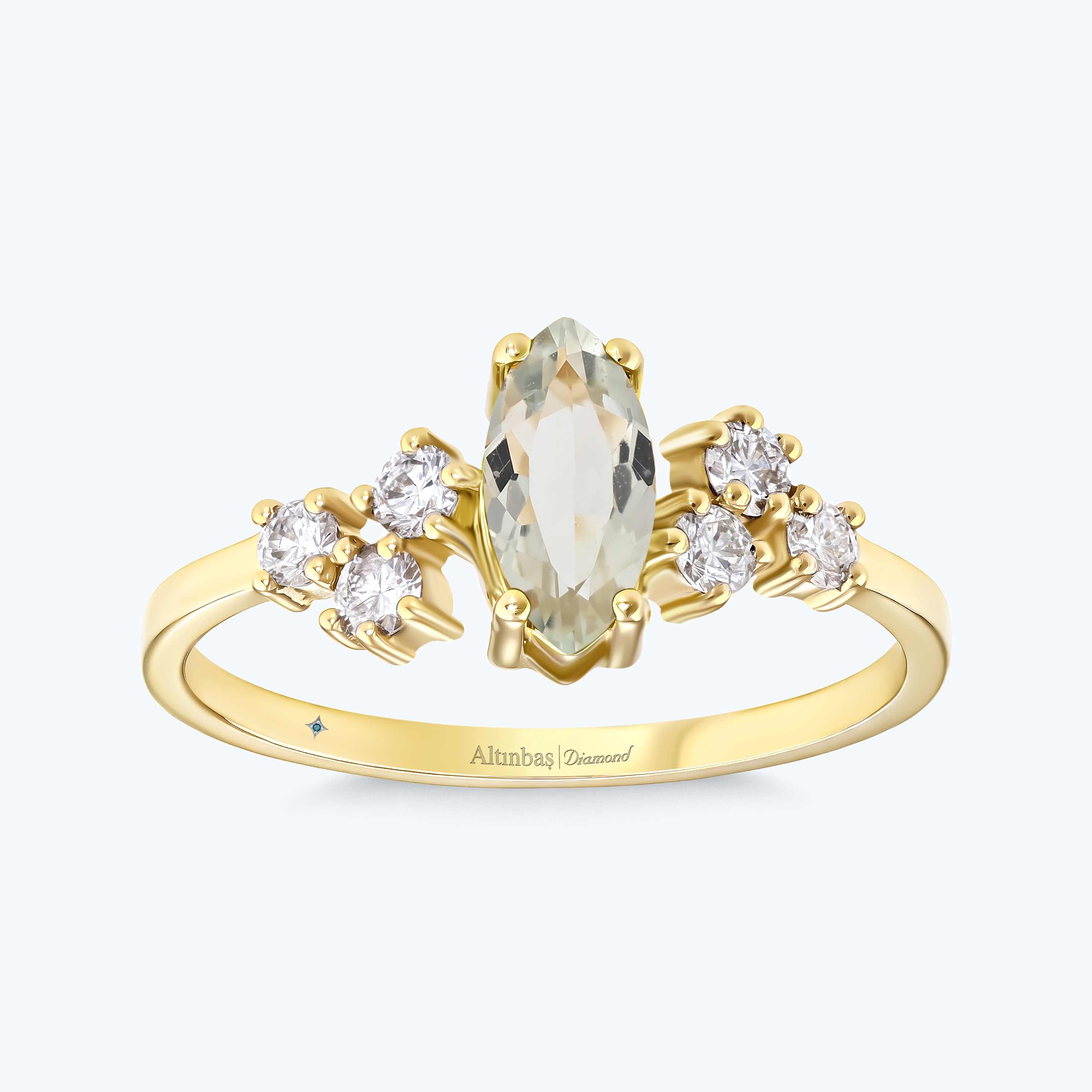 0.27 Karat Pırlanta Topaz Markiz Yüzük