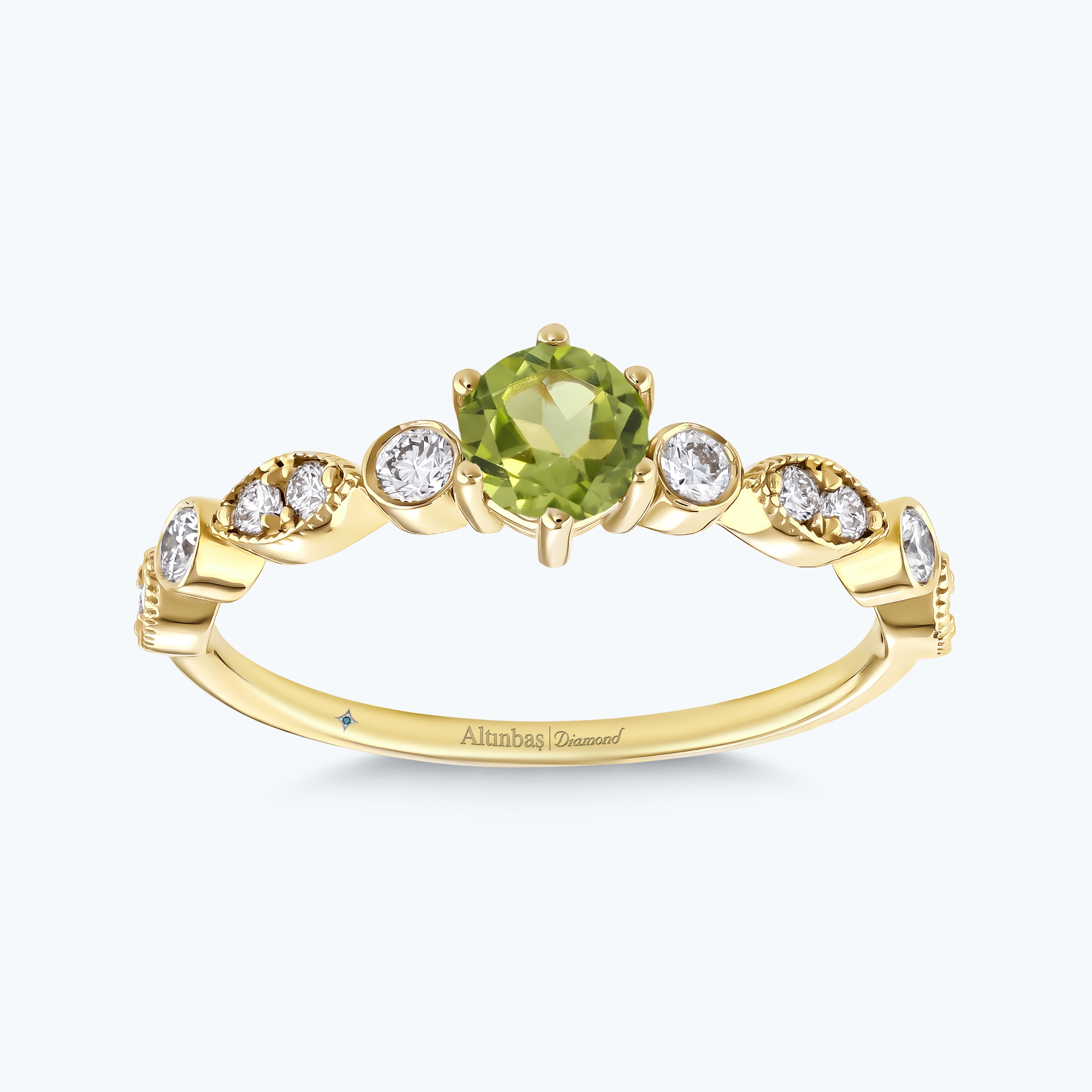 0.25 Karat Pırlanta Sitrin Vintage Yüzük