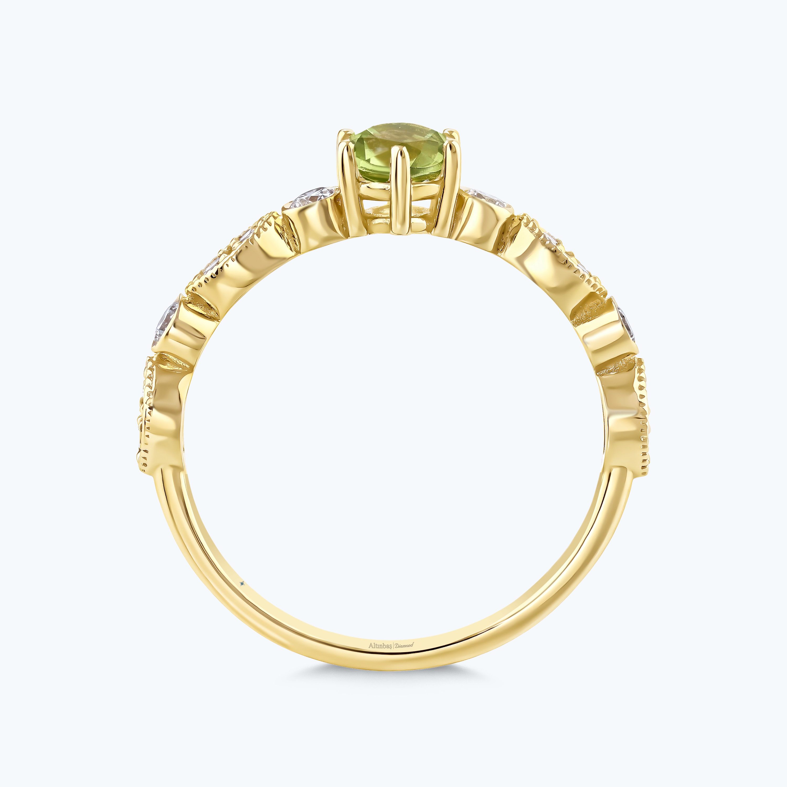0.25 Karat Pırlanta Sitrin Vintage Yüzük