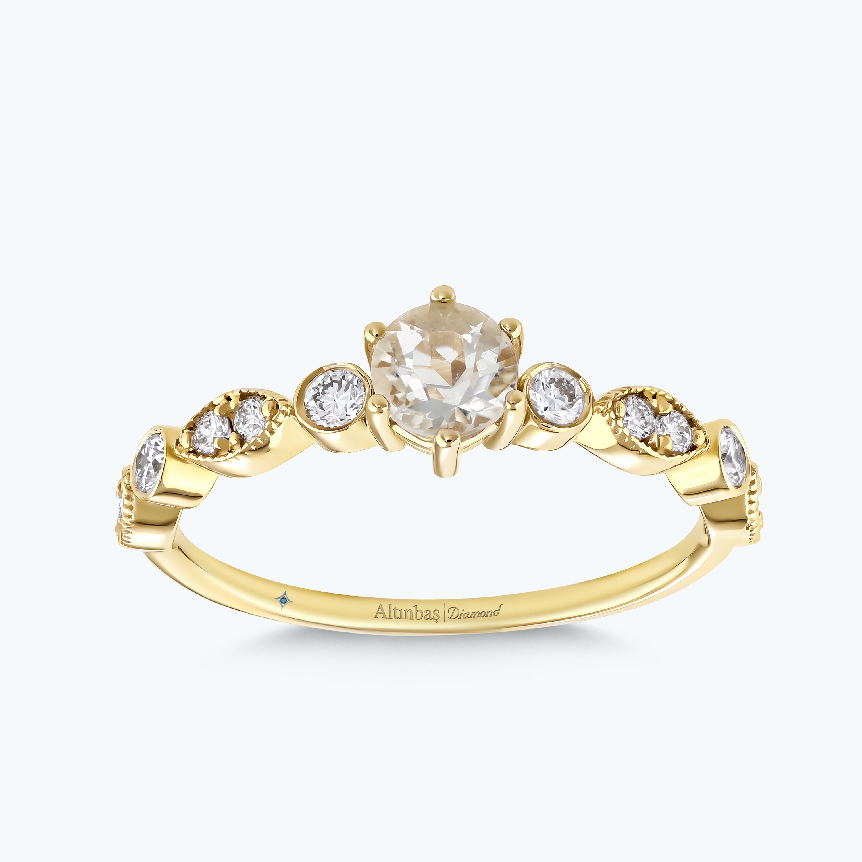 0.25 Karat Pırlanta Topaz Vintage Yüzük