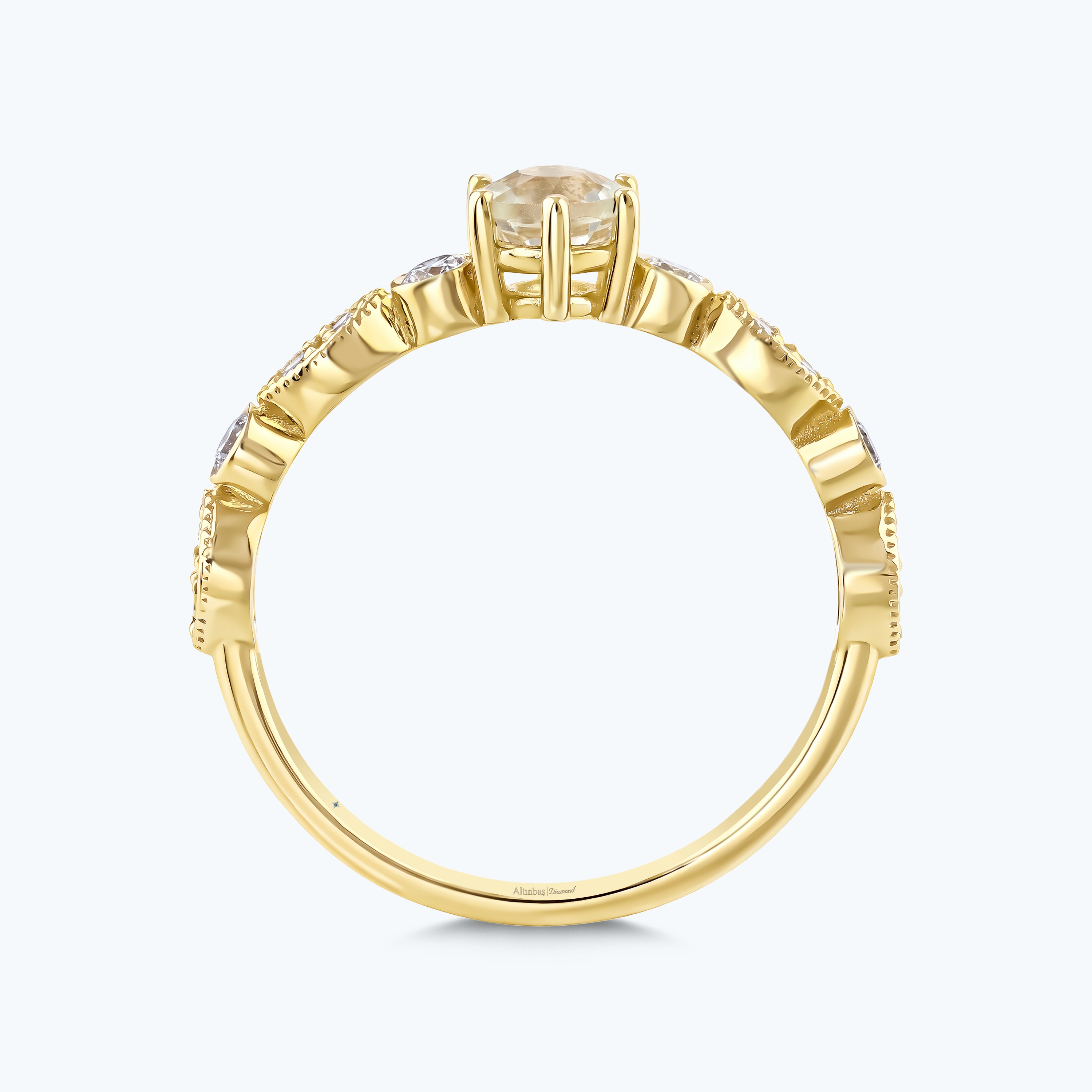 0.25 Karat Pırlanta Topaz Vintage Yüzük