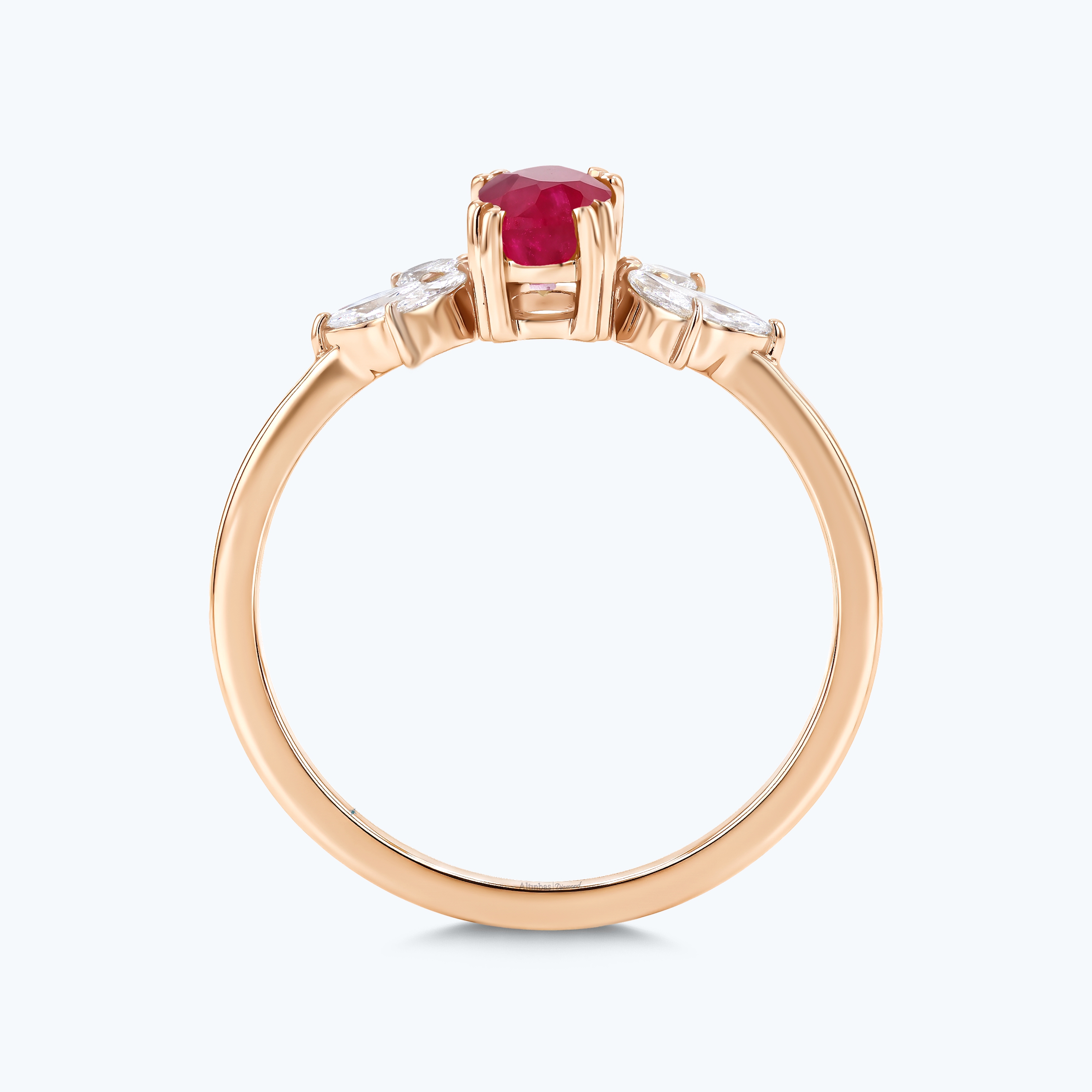 0.19 Karat Pırlanta Yakut Oval Yüzük