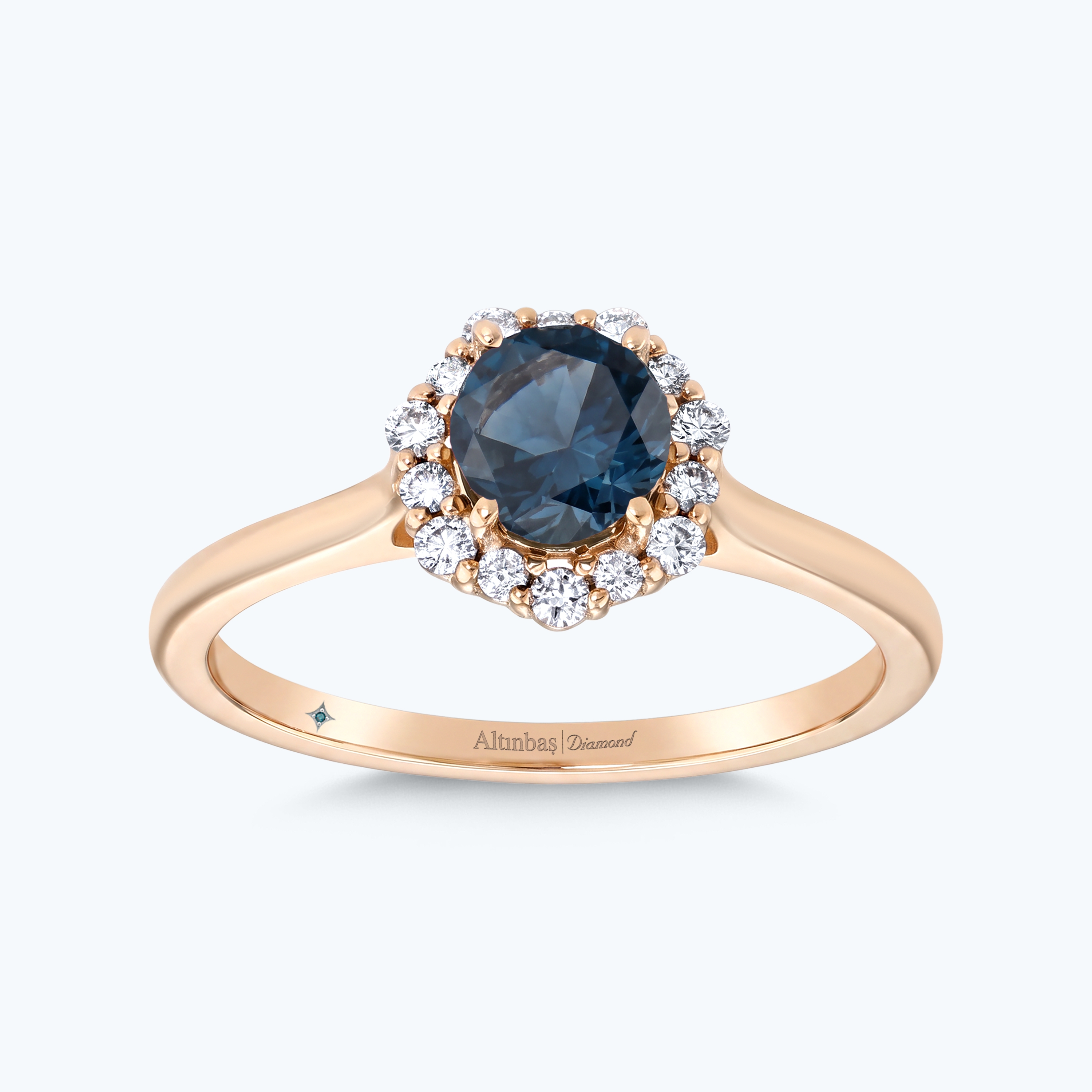 0.13 Karat Pırlanta Mavi Topaz Vintage Yüzük