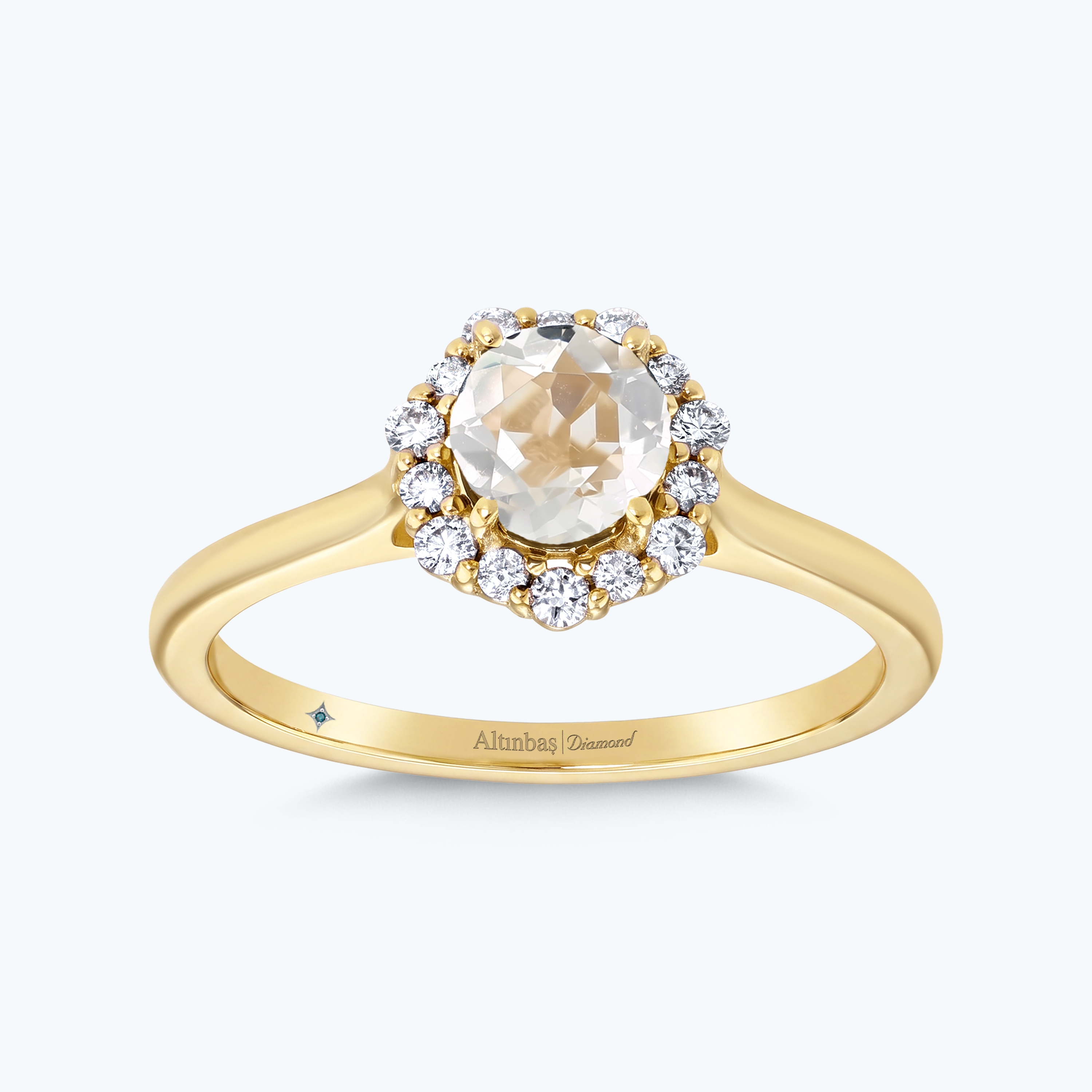 0.13 Karat Pırlanta Topaz Vintage Yüzük