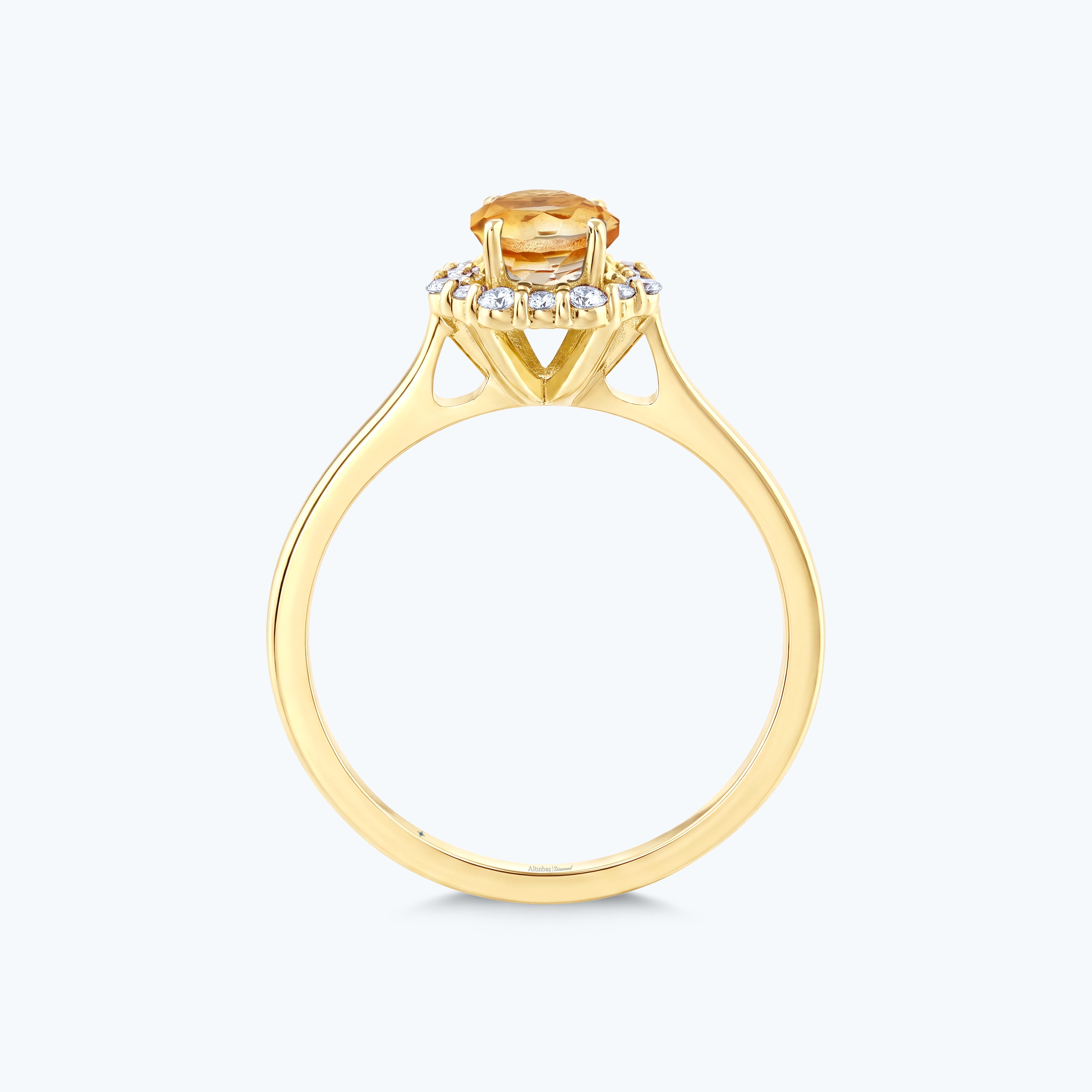 0.13 Karat Pırlanta Sitrin Vintage Yüzük