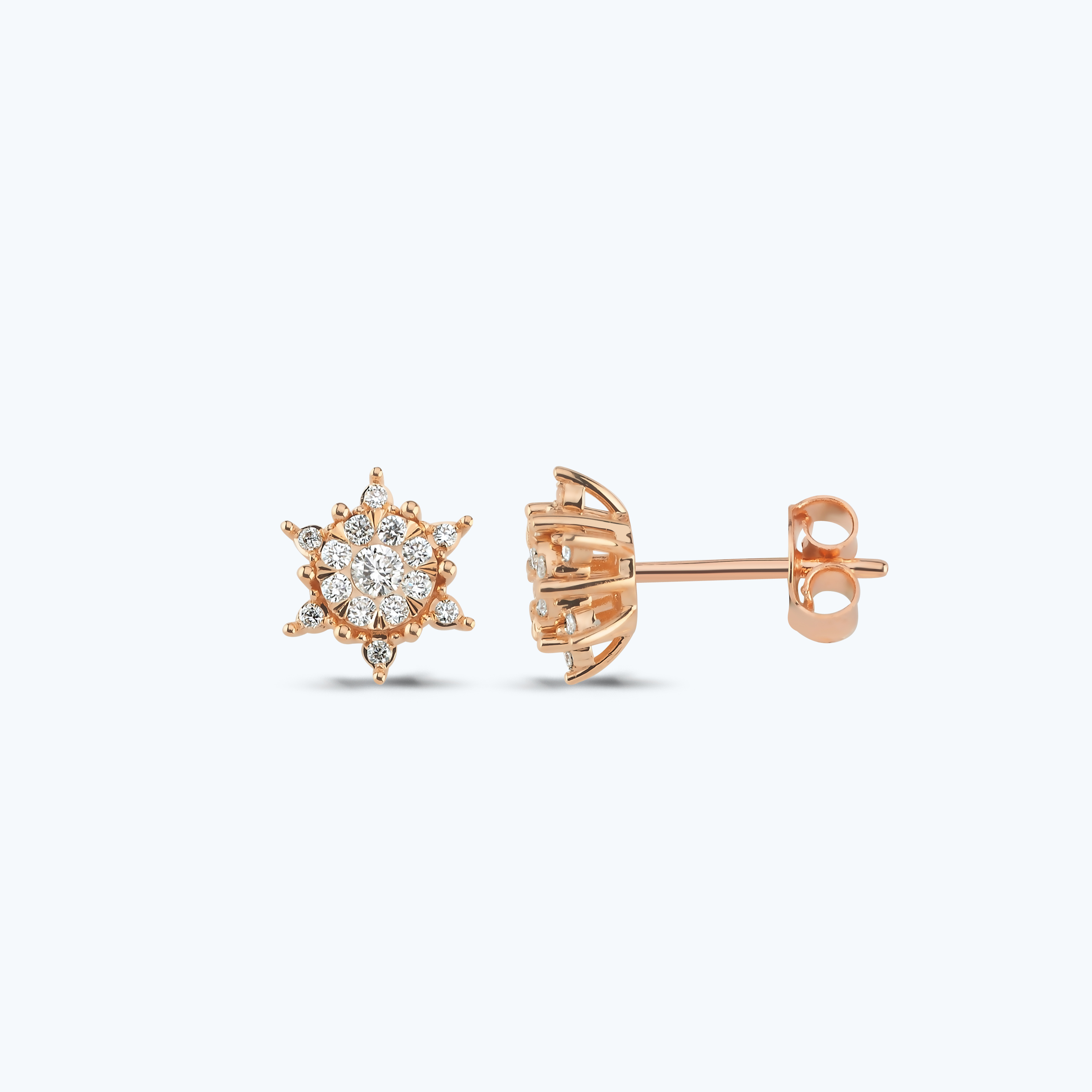 0.25 Karat Pırlanta Lotus Çiçeği Küpe