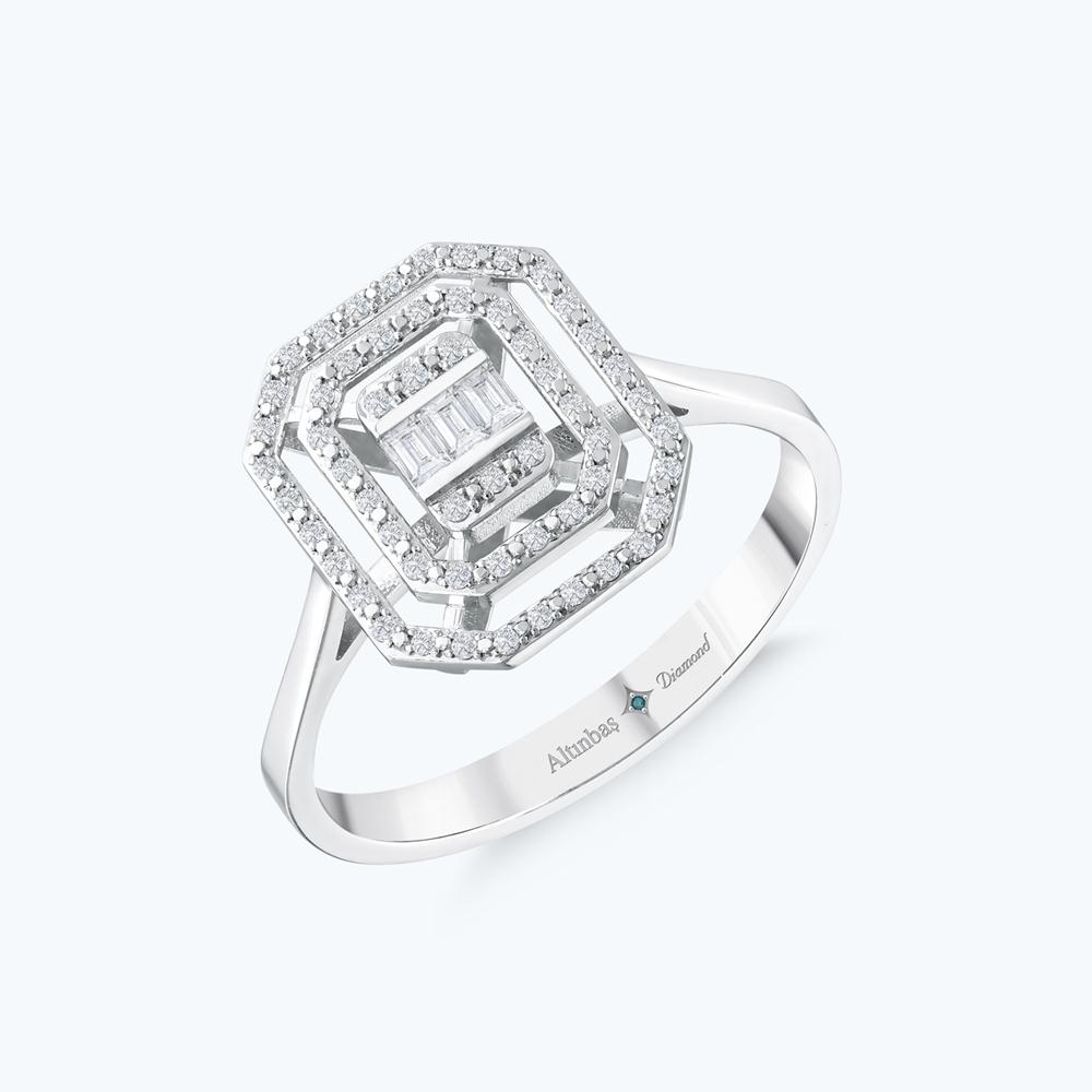 0.14 Karat Pırlanta Baget Yüzük