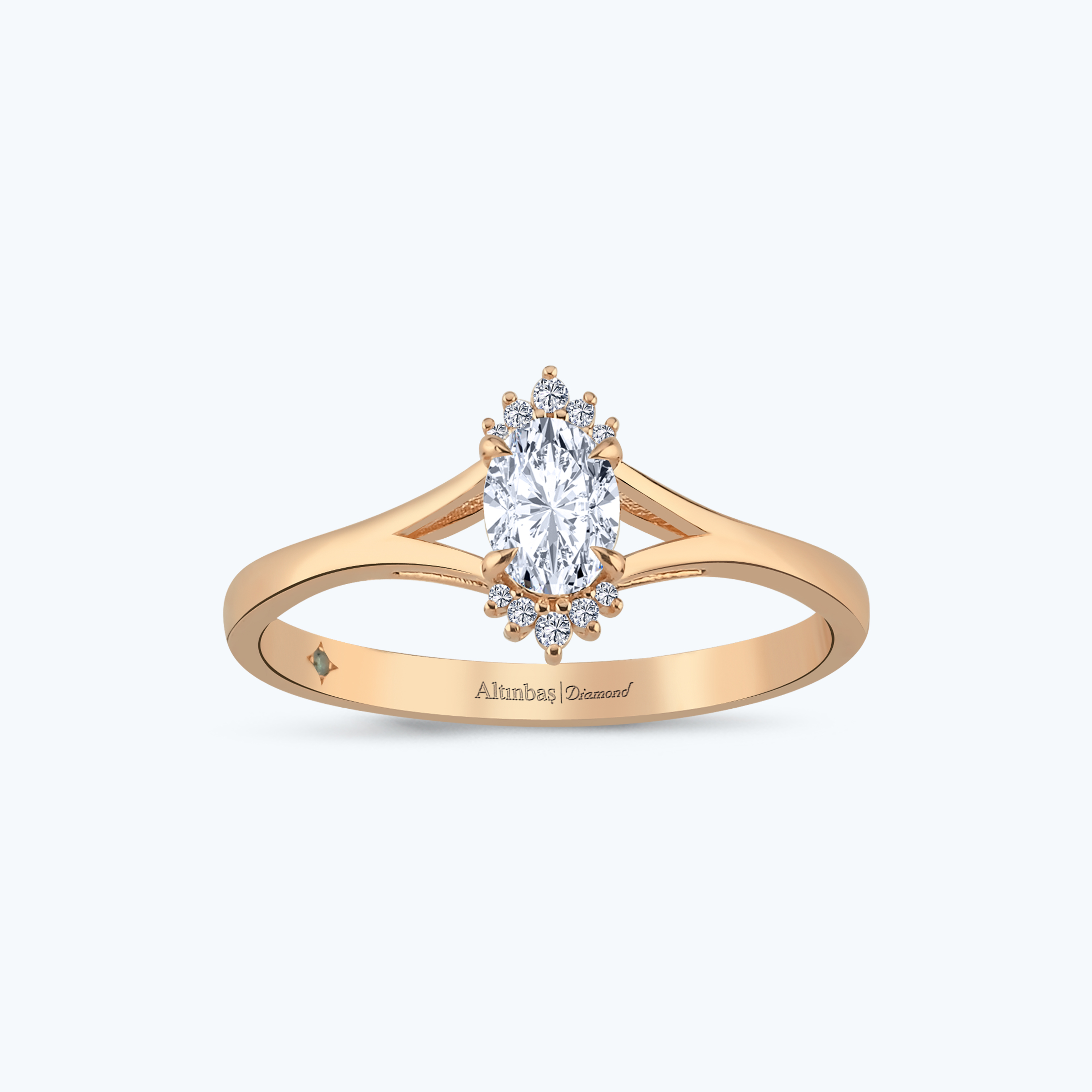 0.42 Karat Pırlanta Oval Tektaş Yüzük