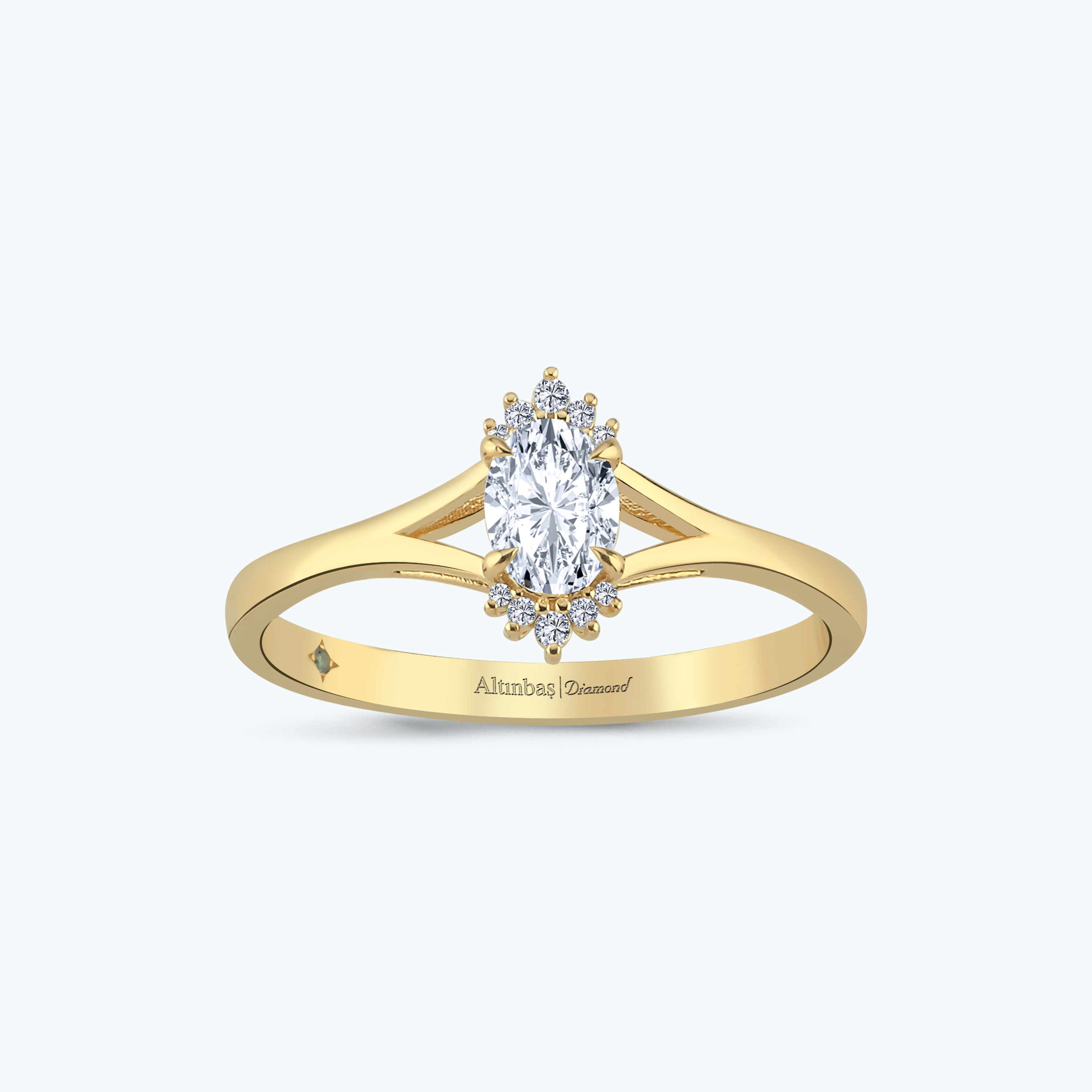0.42 Karat Pırlanta Oval Tektaş Yüzük