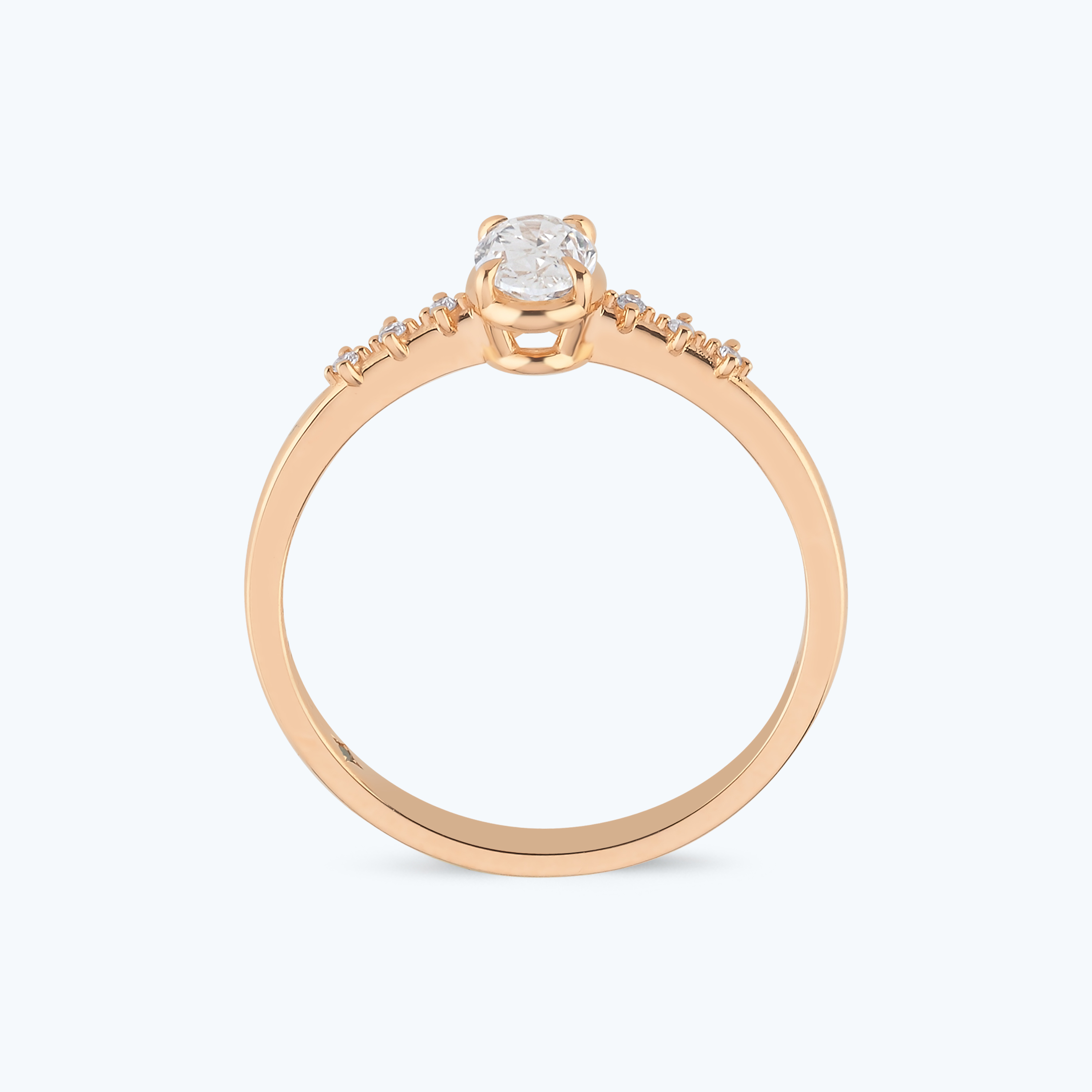 0.42 Karat Pırlanta Oval Tektaş Yüzük