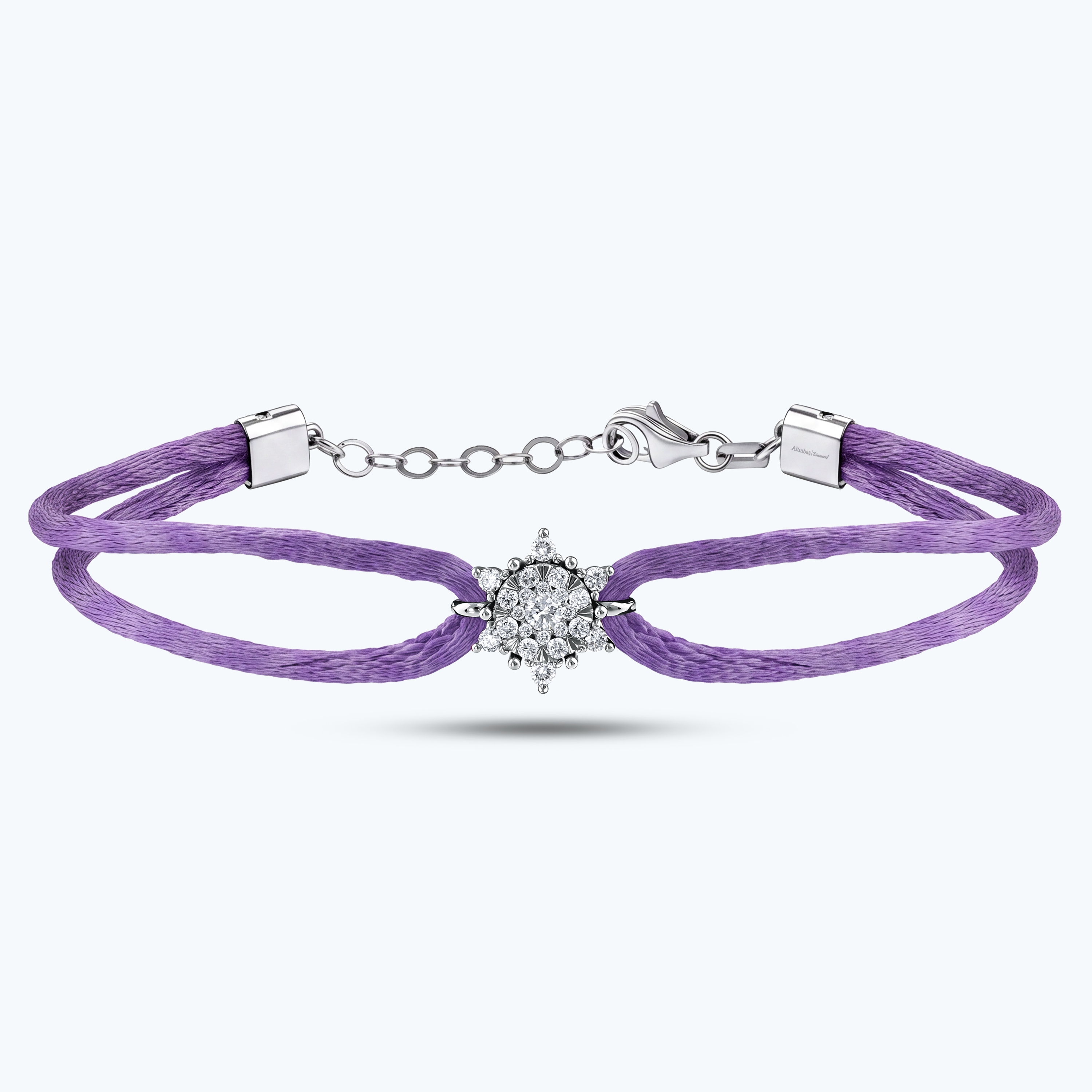 0.30 Karat Pırlanta Lotus Çiçeği İpli Bileklik